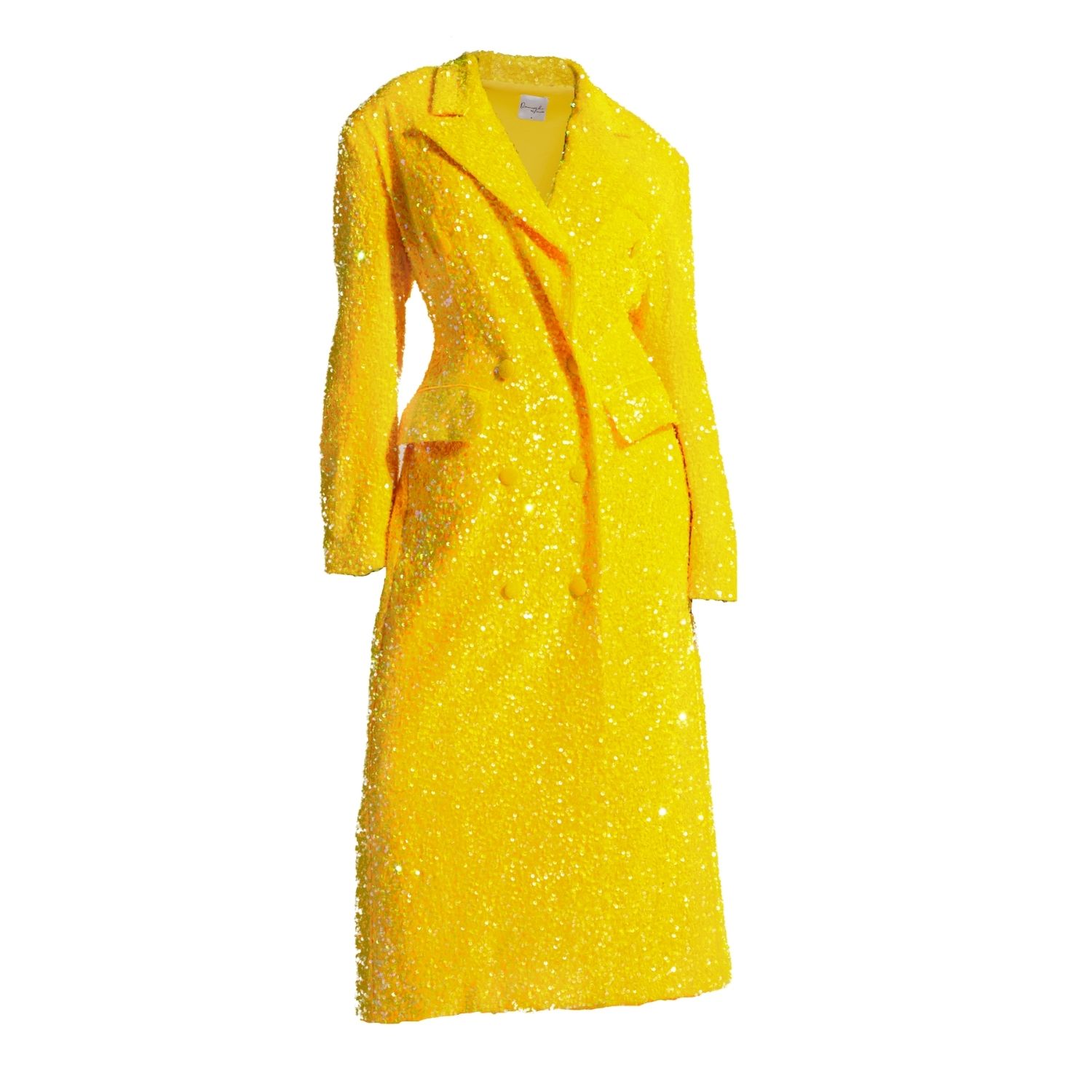 Women's Yellow Liza Sequin Long Jacket In Amber | Medium | Ofuure
