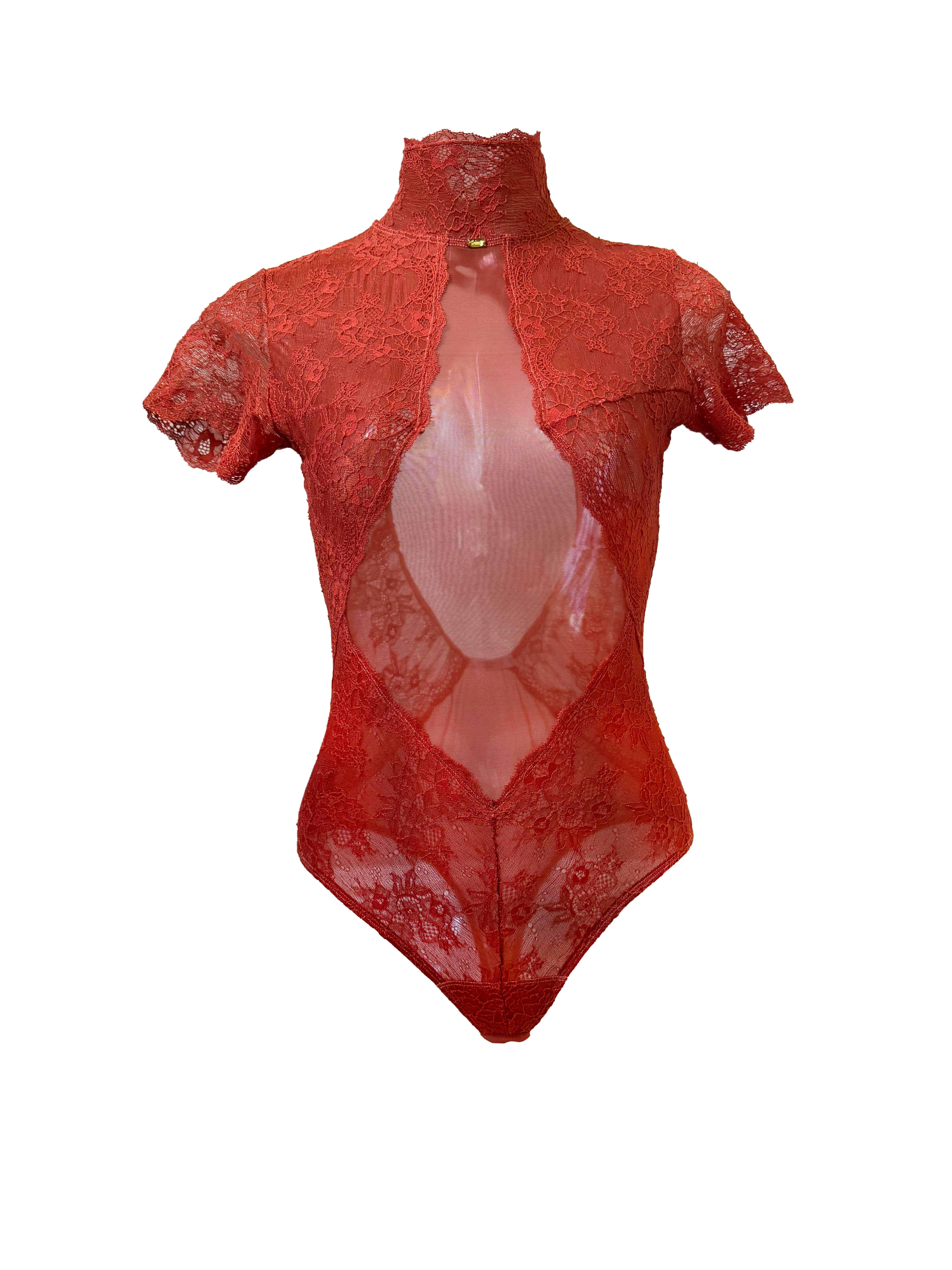 Women's Orange Origins Magmatica Lace & Mesh Bodysuit