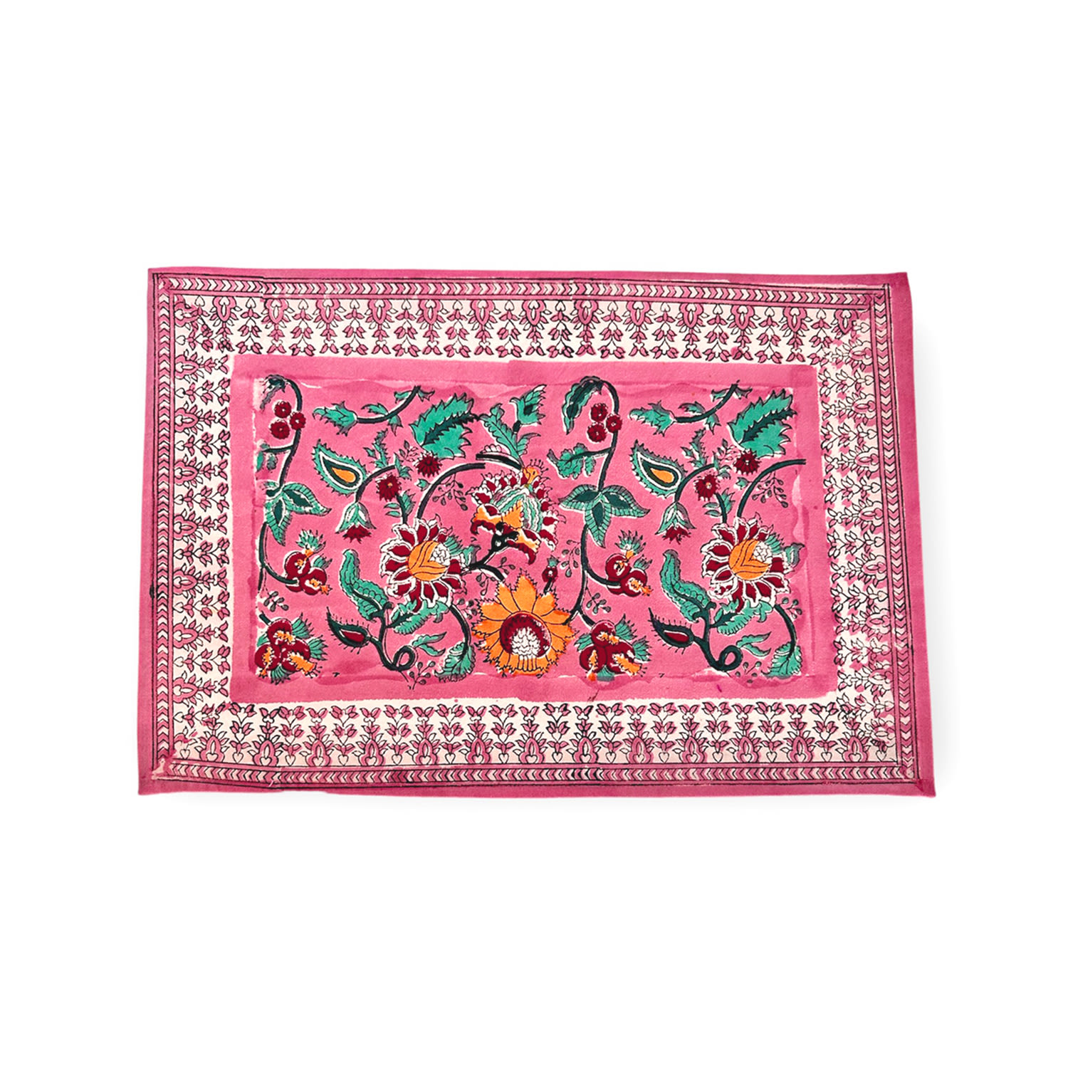 Pink / Purple Eden Tablemat Handblock Pink Set Of Two Remind Collection