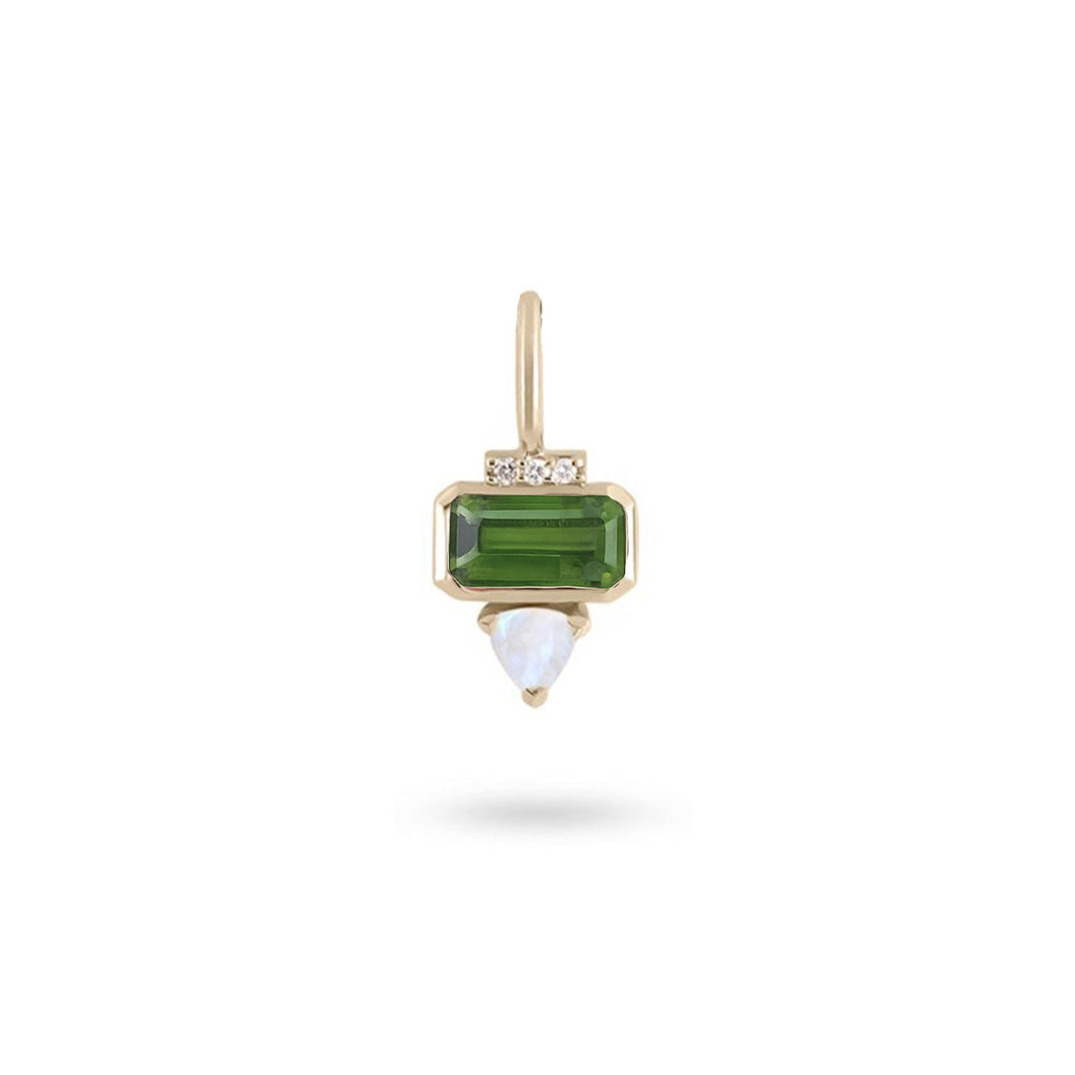 Zohreh Women's Gold / Green Green Tourmaline, Diamond & Moonstone Pendant 9k Gold In Multi