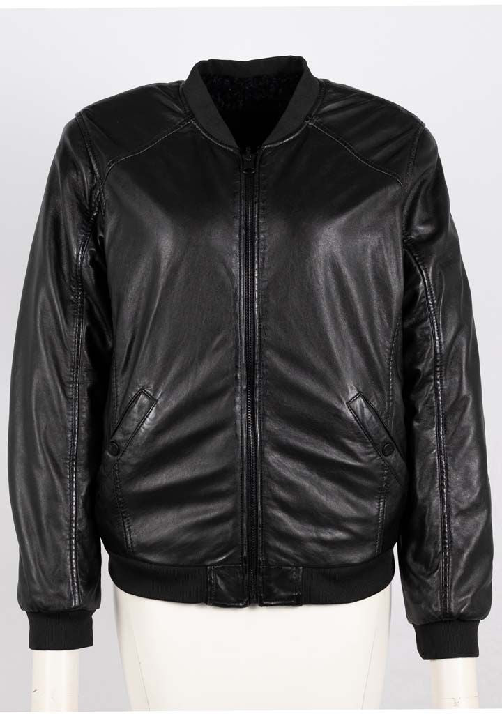 Mauritius Women's Dilay Os Leather Jacket, Black - Reversible In Black