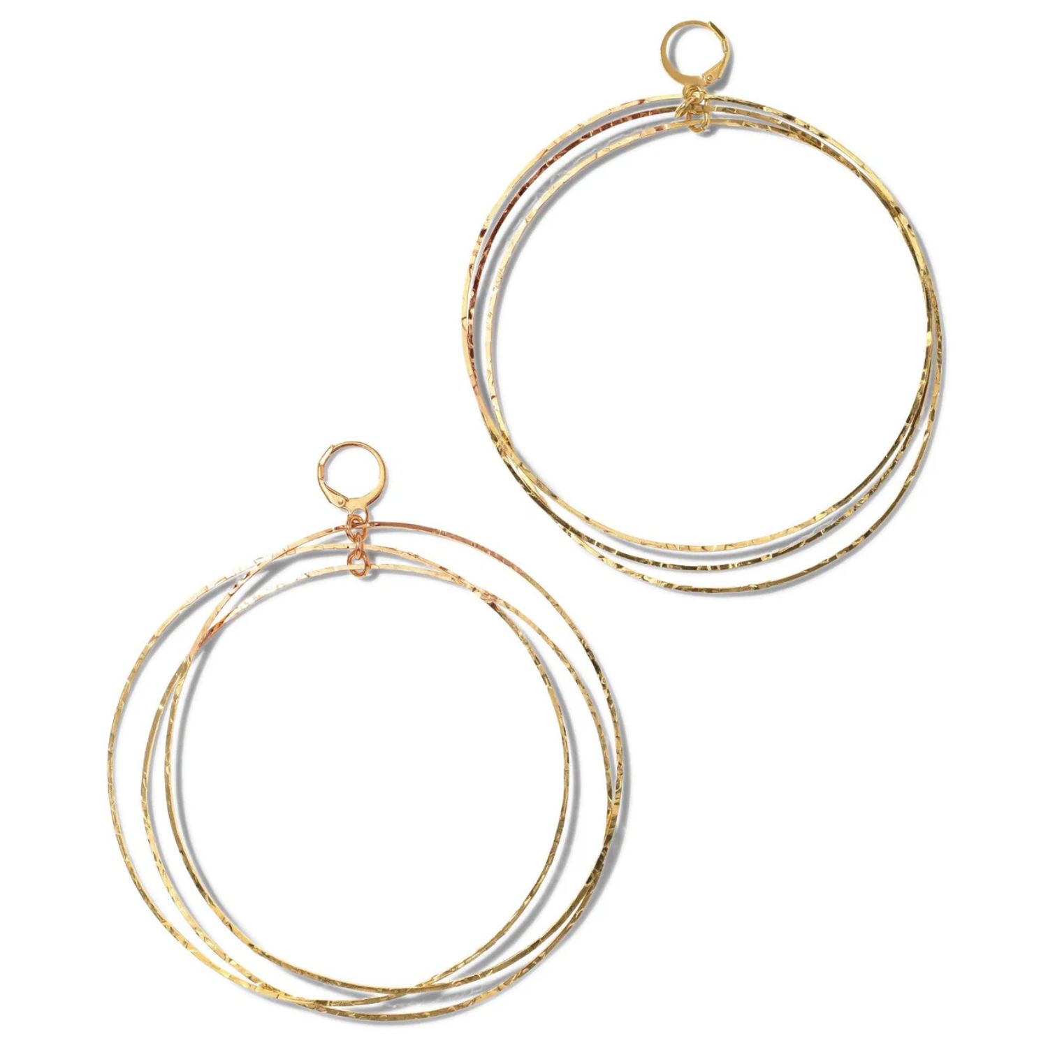 Jaredjamin Women's Large Gold Triple Halo Hoop Earrings