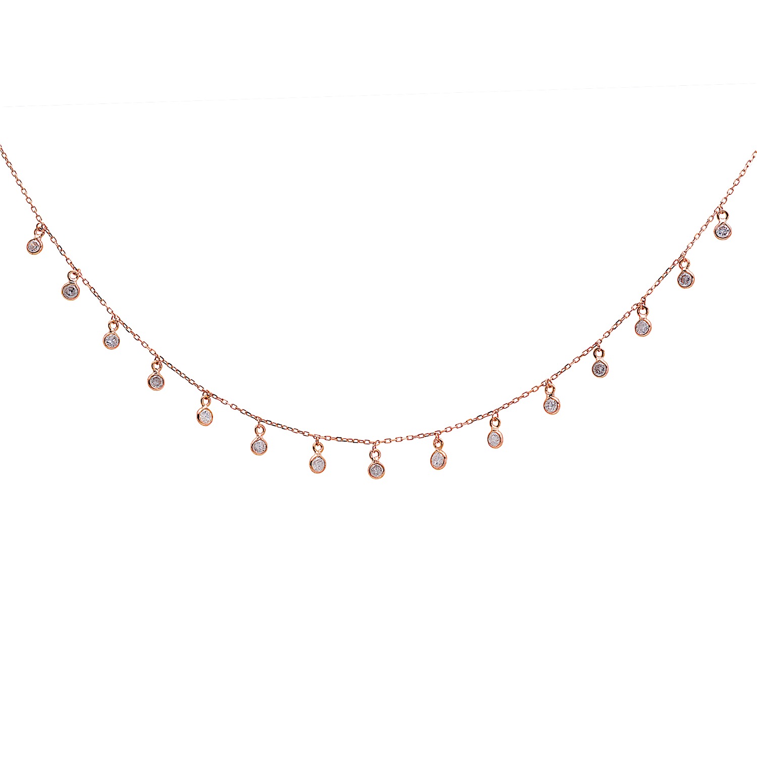 Women’s Organic Diamond Dangle Necklace In 18K Rose Gold Tresor Collection