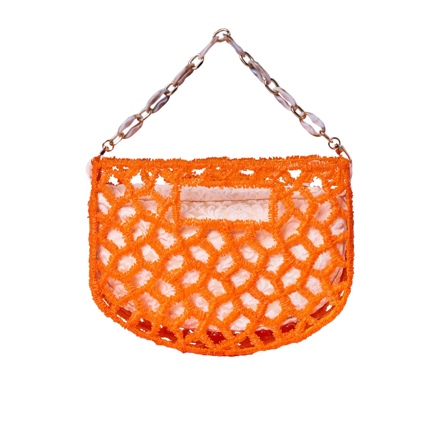 Women’s White / Yellow / Orange Moon Bead Bag - Orange & White Masum Karimi