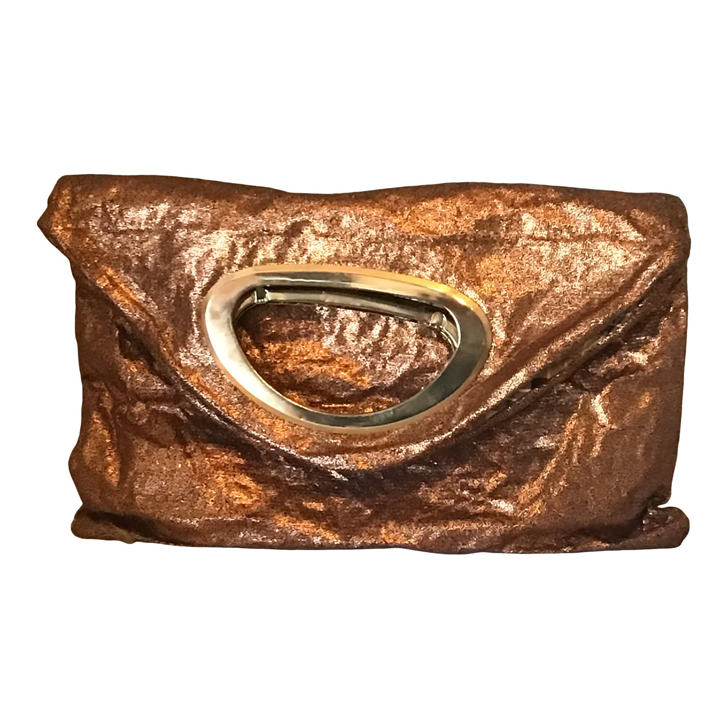 Romer Millinery Women's Rose Gold / Brown Morphy Moldable Clutch Bag In Copper Metallic Linen & Plaid Silk