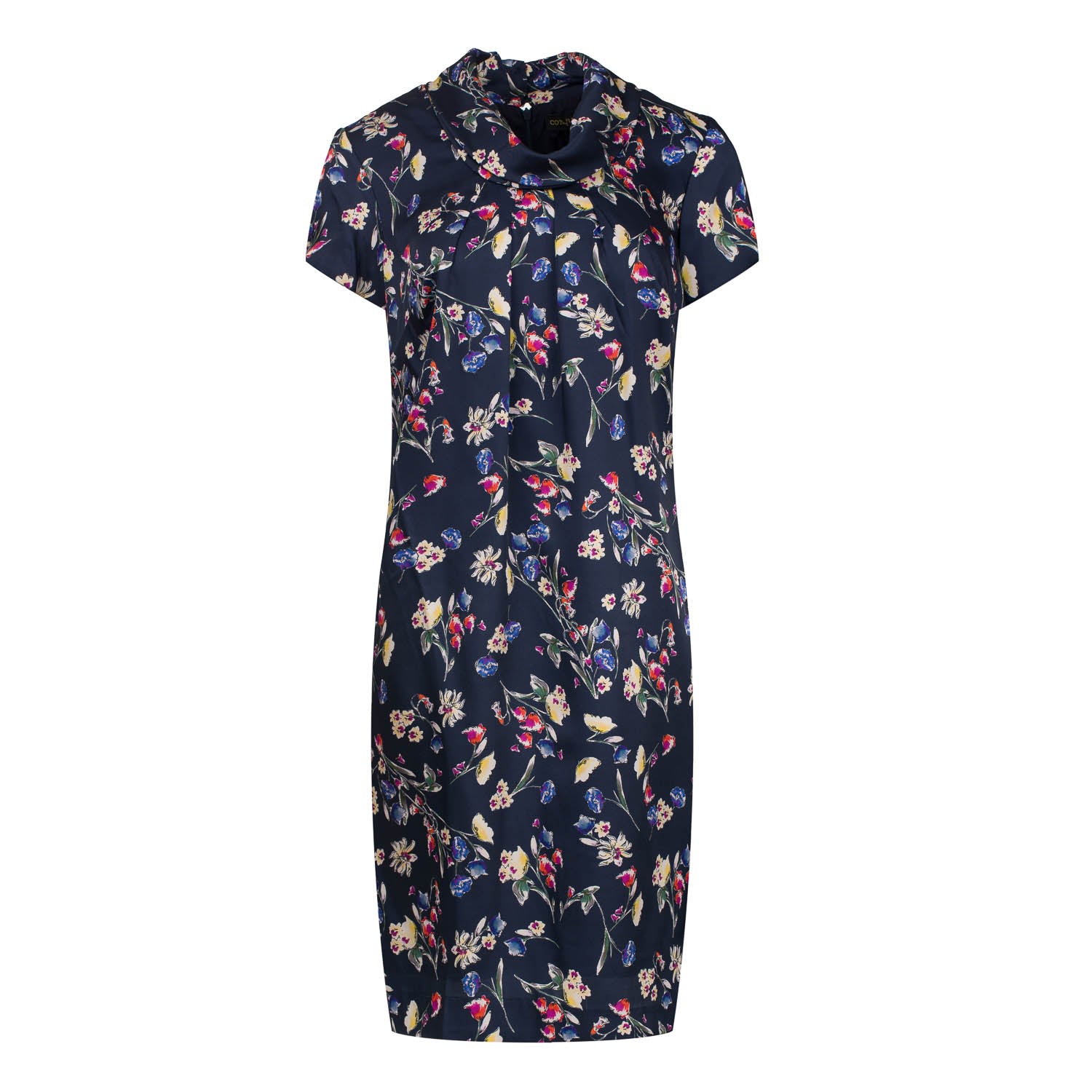 Women’s Blue Floral Print Viscose Short Sleeve Dress Small Conquista