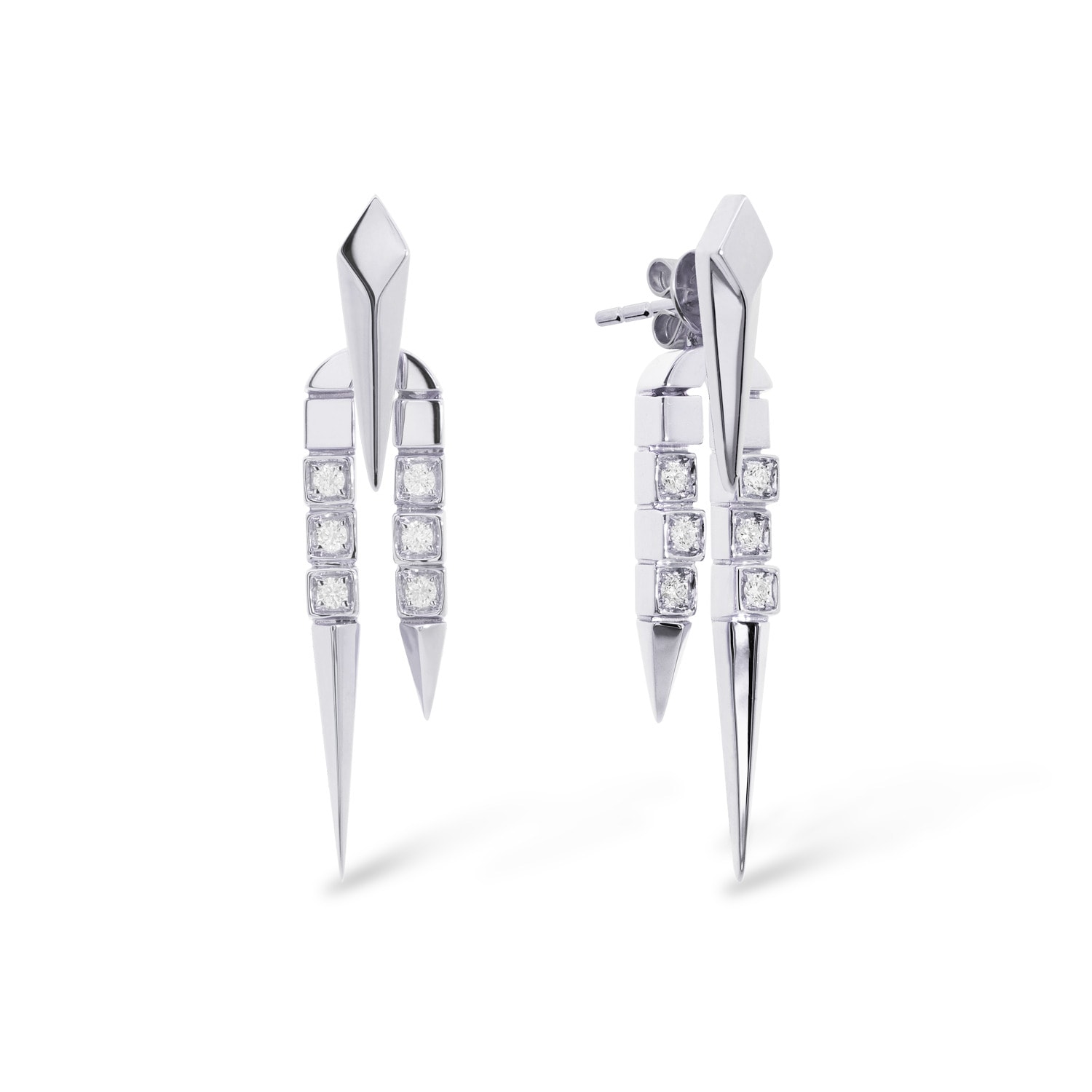 Women’s Rockstar Punk Rock Earrings In Sterling Silver And Diamonds Simone Jewels