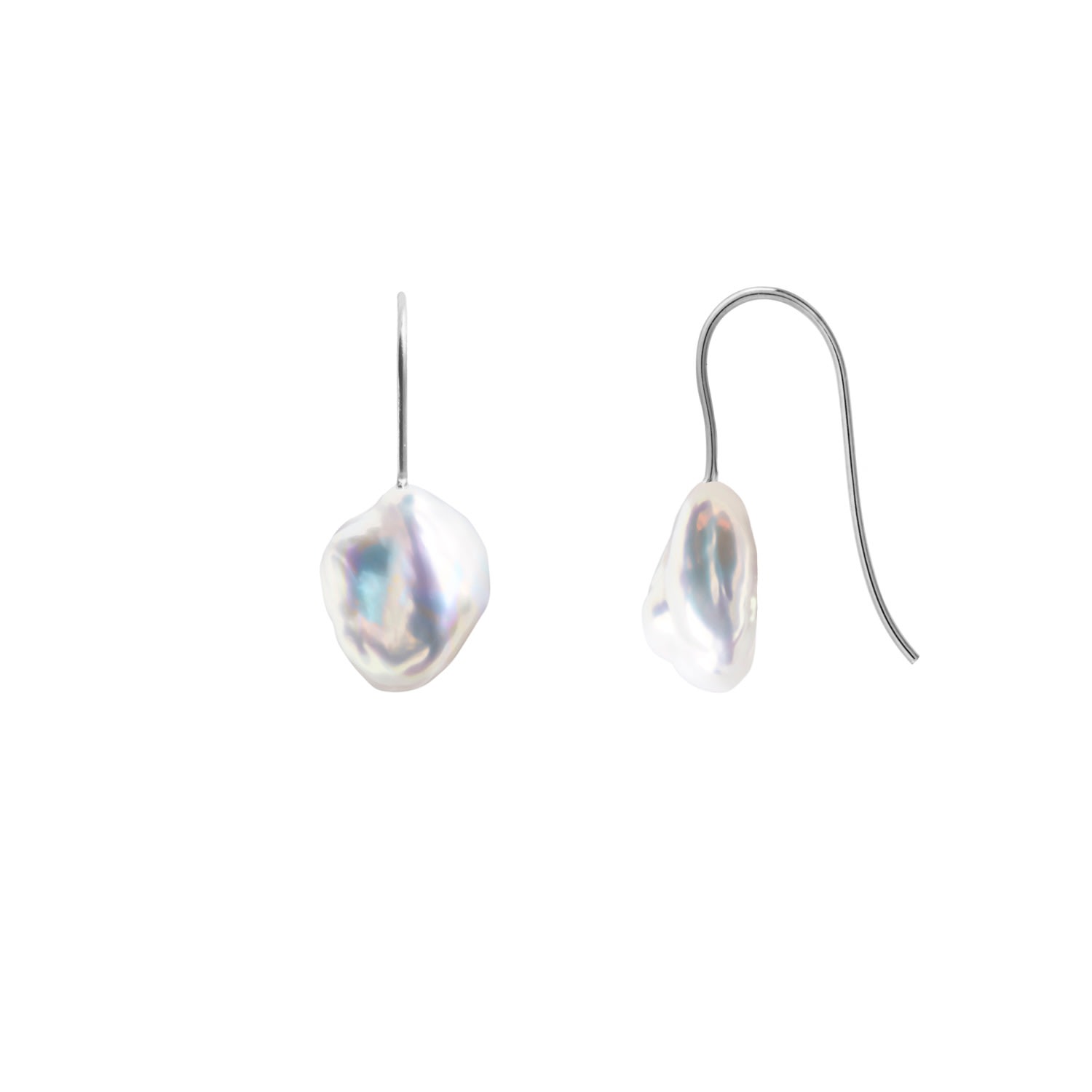 Women’s Silver / White Mermaid Keshi Pearl Hook Earrings - Silver Ora Pearls