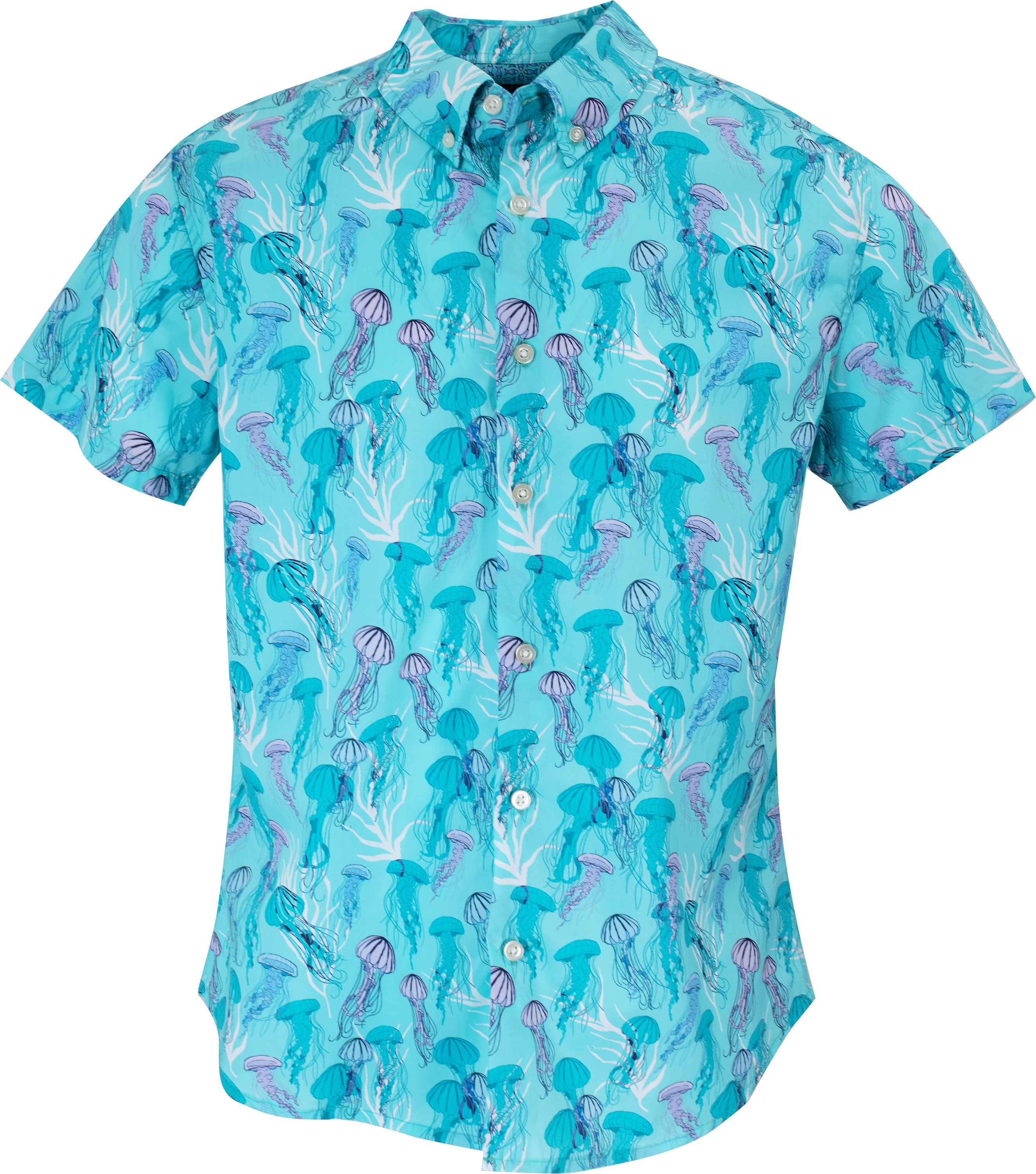 Men’s Green / Blue / White Tim Jellyfish Shirt In Lagoon XXL Lords of Harlech