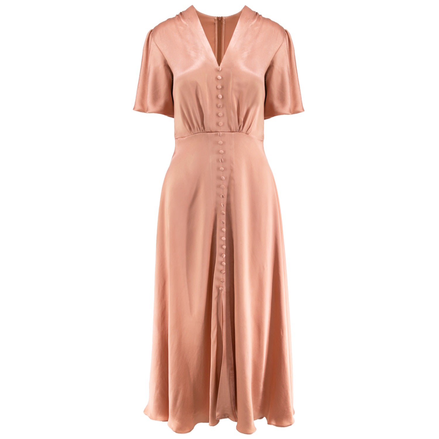 Roserry Women's Rose Gold Brooklyn Retro Midi Satin Viscose Dress In Salmon In Rose Gold