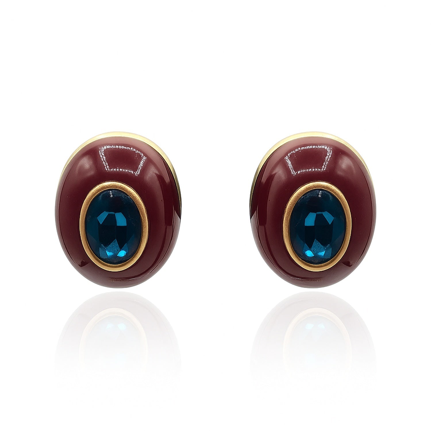 Michael Nash Jewelry Women's Blue / Brown Stephanie Brown Resin Clip Earrings With Sapphire Glass Stone In Multi