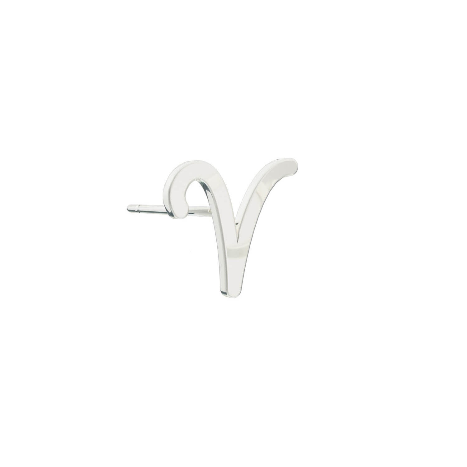 Toolally Women's Alphabet Stud Earring - Silver In White