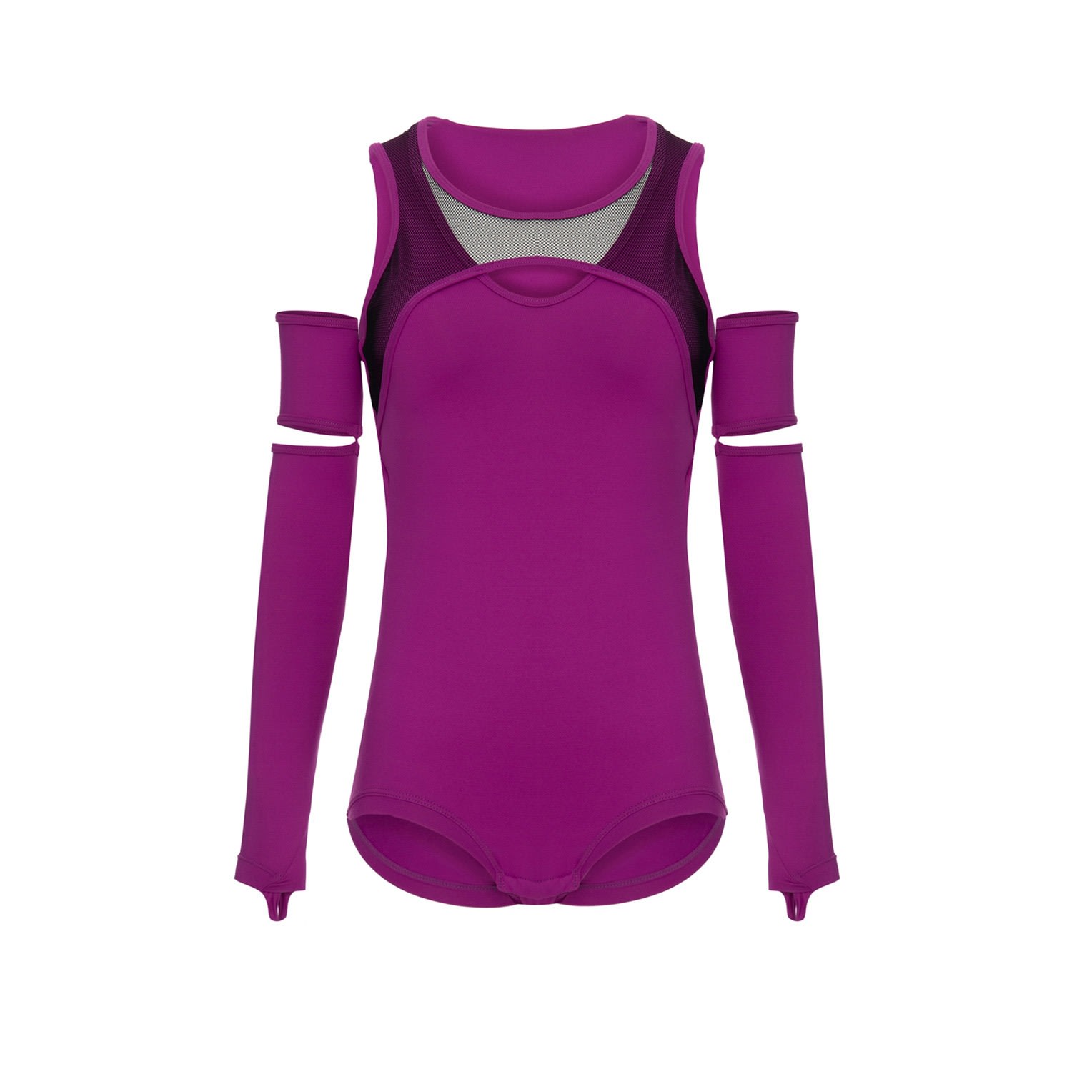 Women’s Pink / Purple Overlapping Mesh Tech Bio Attivo Classic Bodysuit Viola Small Balletto Athleisure Couture