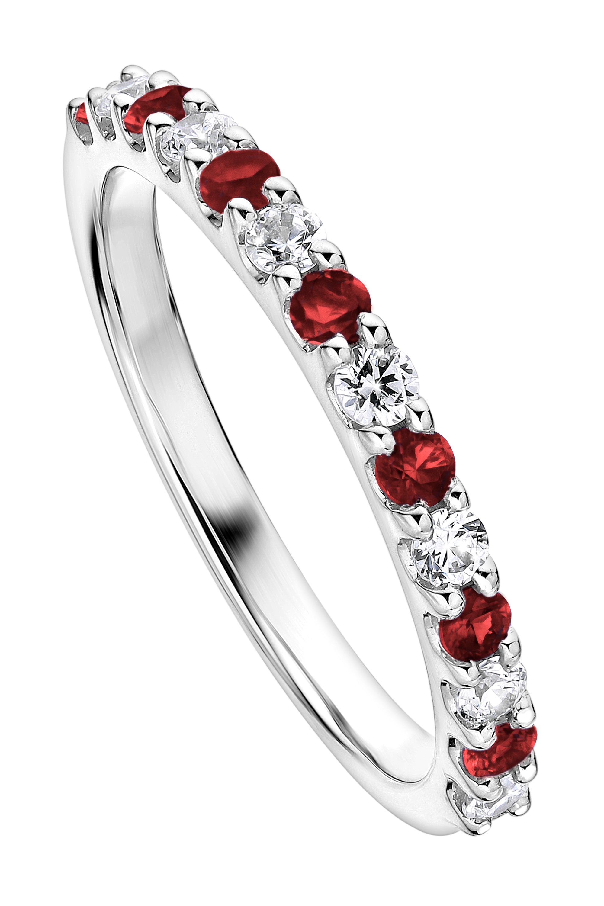 Women’s Red / Silver Odette White Gold Lab Grown Diamond & Created Ruby Eternity Ring Created Brilliance