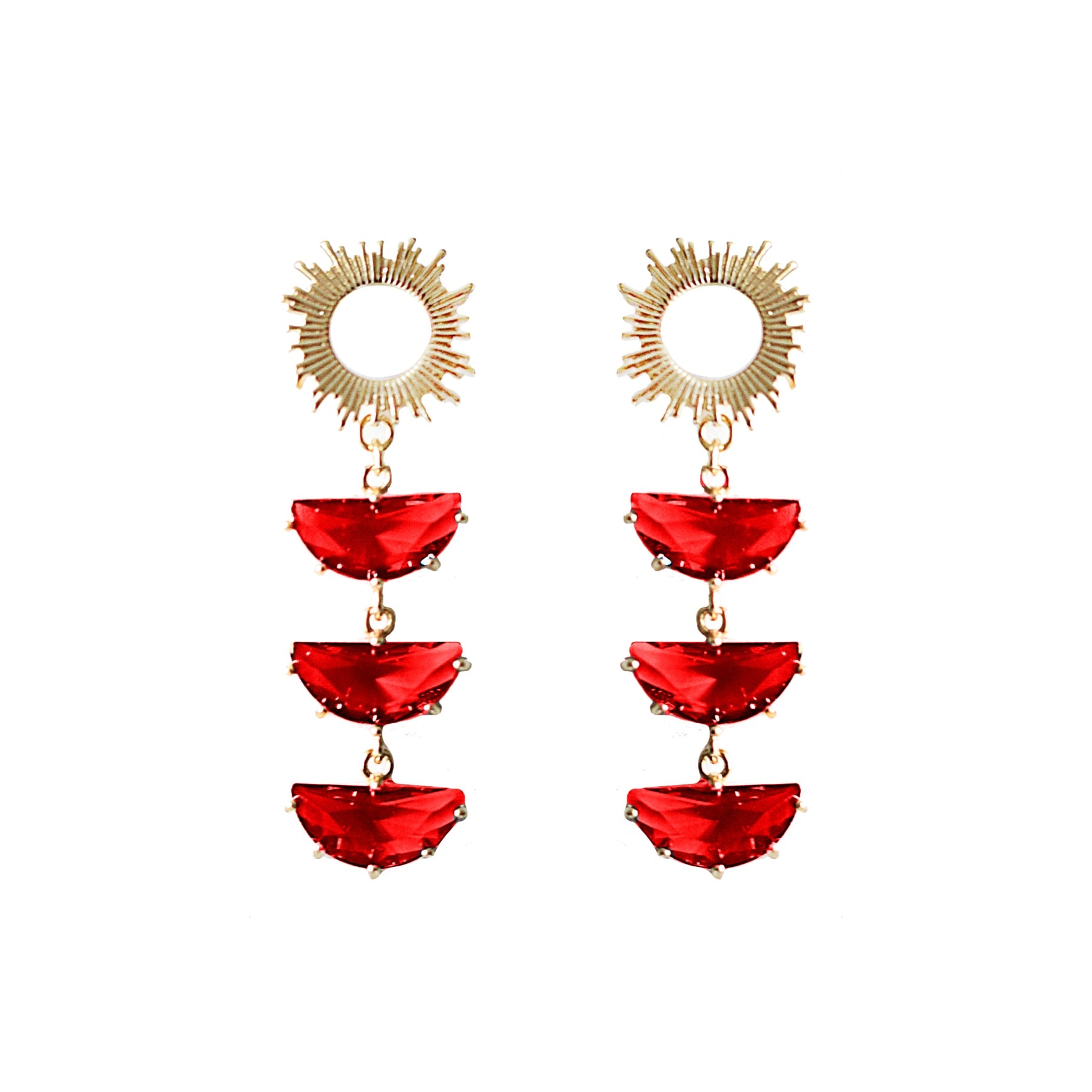 Adriana Pappas Designs Women's Gold / Red Ruby Supernova Earrings In Multi