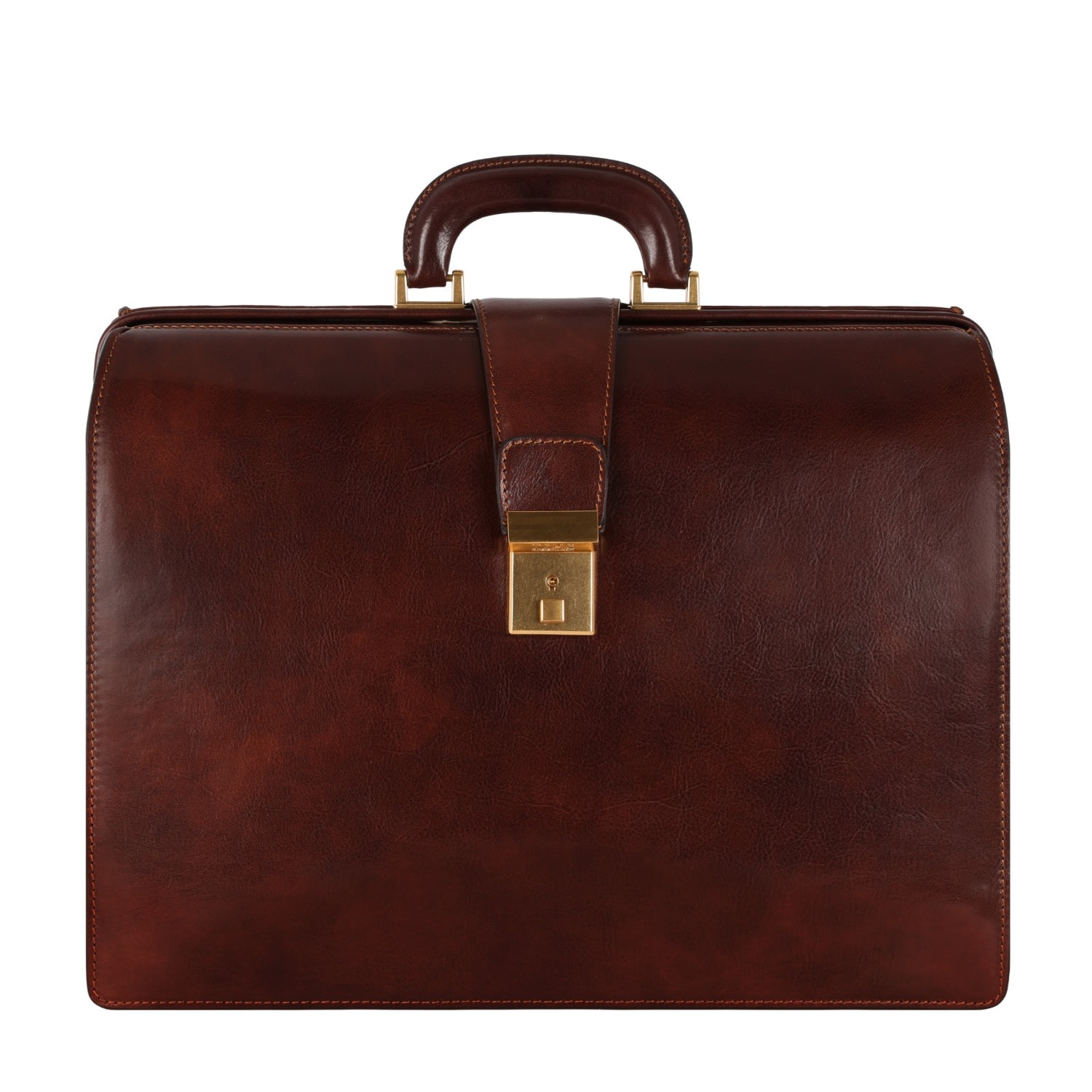 Time Resistance Men's Large Leather Briefcase In Brown - The Firm In Brown