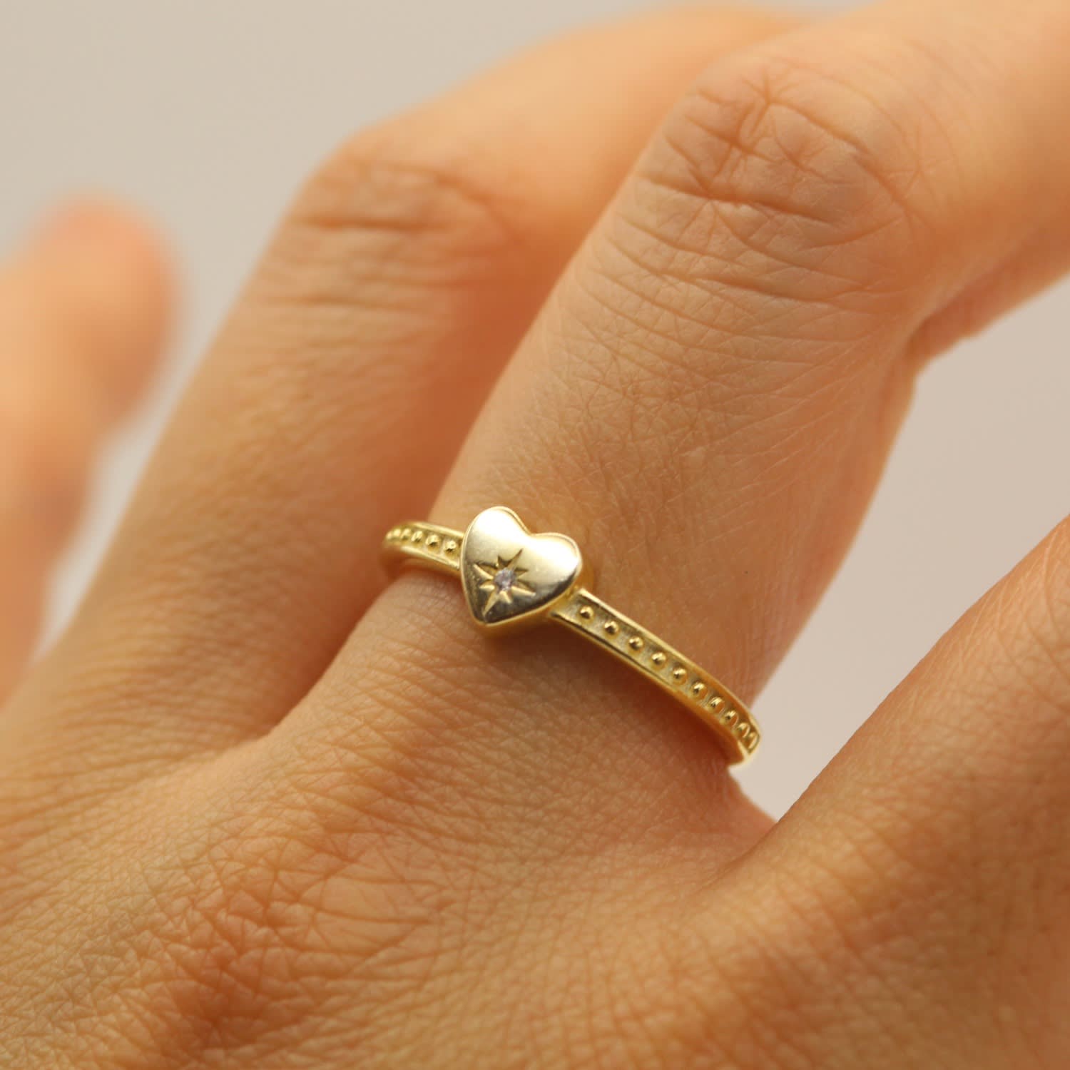 Natural Diamond Northern Star Love Yellow Gold Ring VicStoneNYC