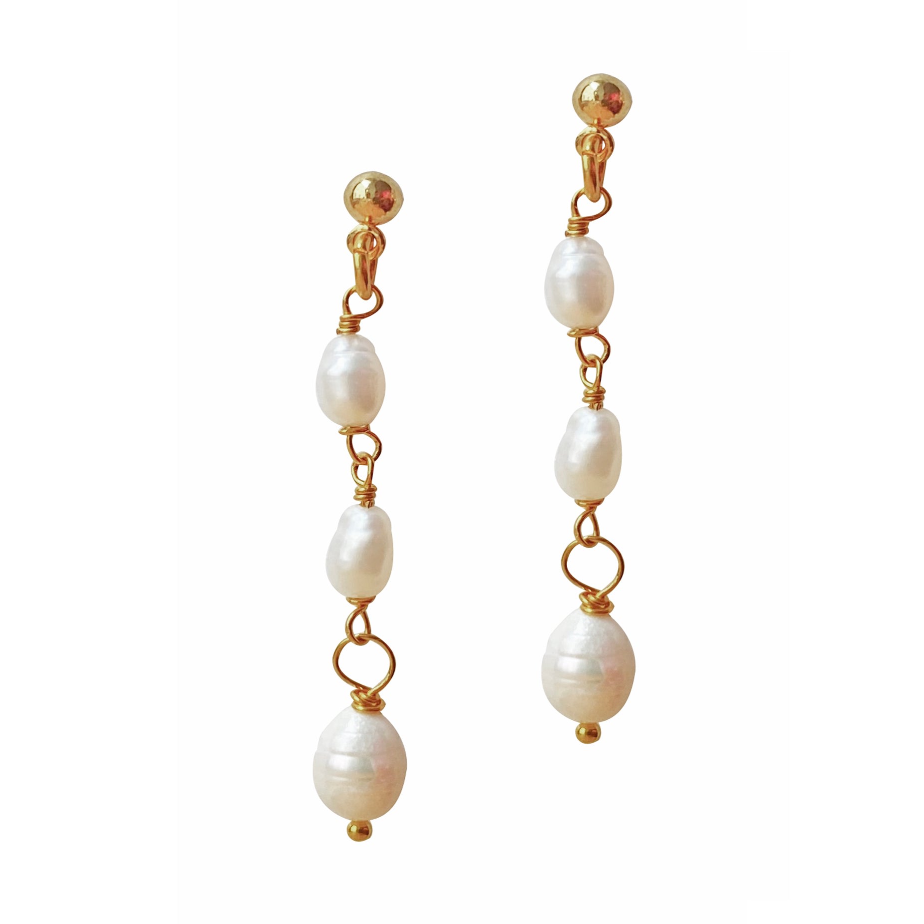 Smilla Brav Women's Gold / White Earrings Salma In Gold