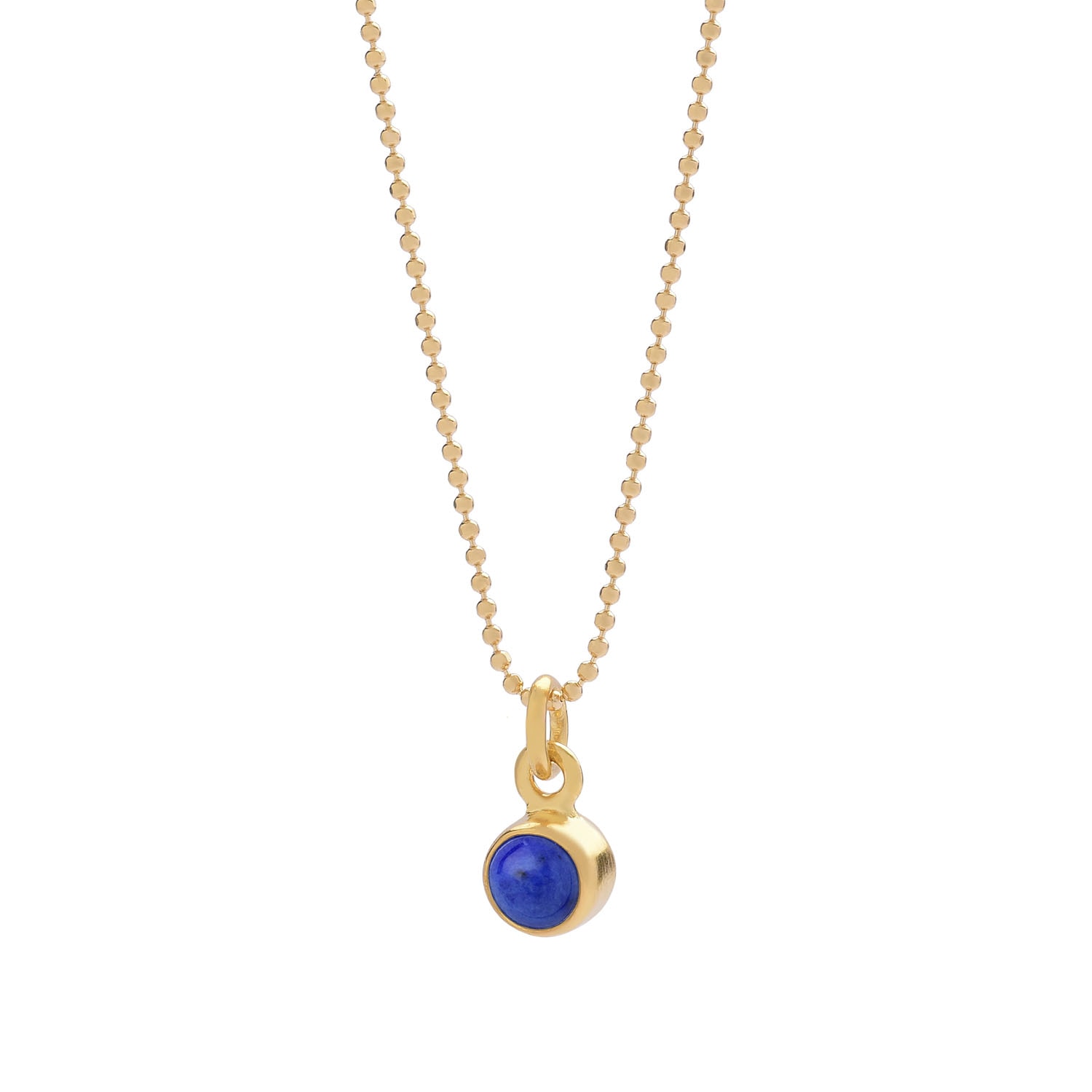 Nellou Jewellery Women's Blue Gem Dot Birthstone Necklace September Lapis Gold Plated Sterling Silver In Blue