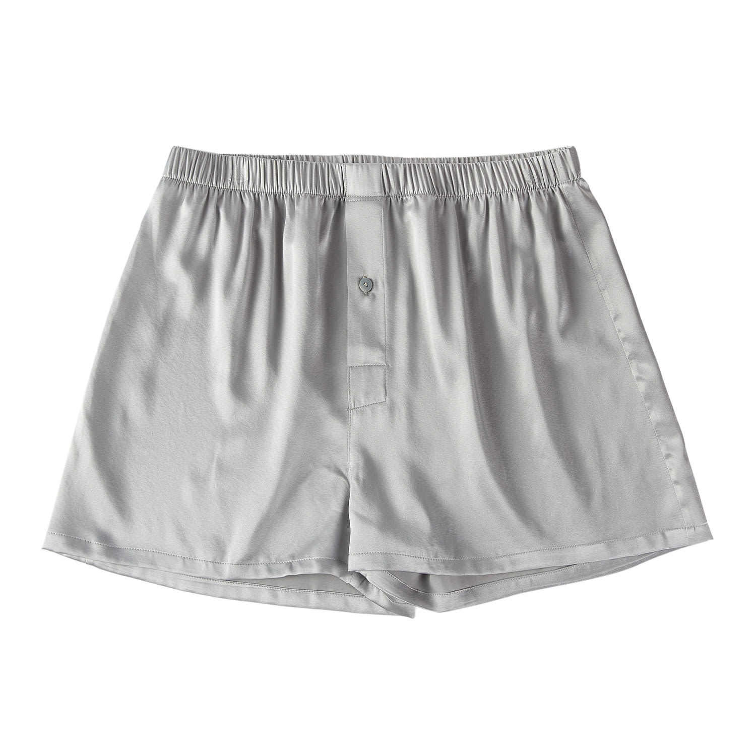 Soft Strokes Silk Silver Grey Pure Mulberry Silk Men's Boxers In Silver