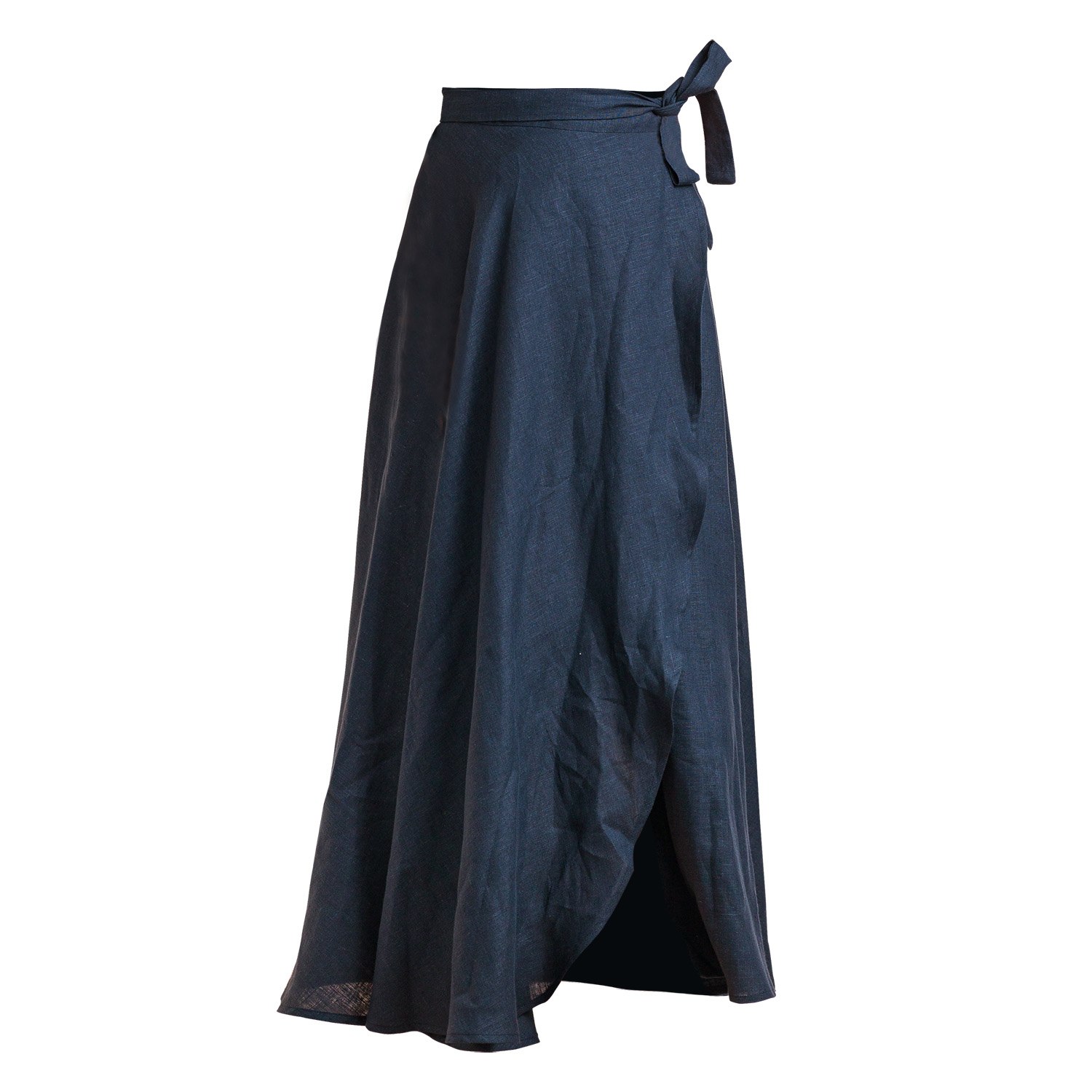 Nikka Place Women's Linen Tulip Skirt With High Waist & Wrap Tie In Dark Blue In Blue