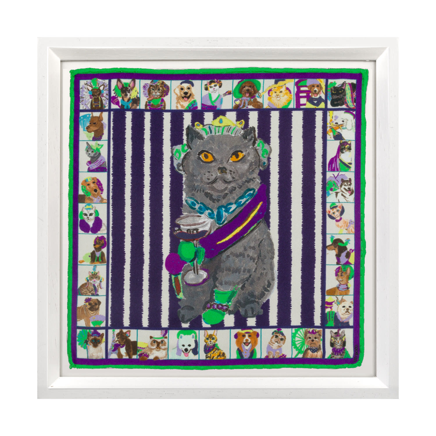 Un Poco British Shorthair Framed Silk Art