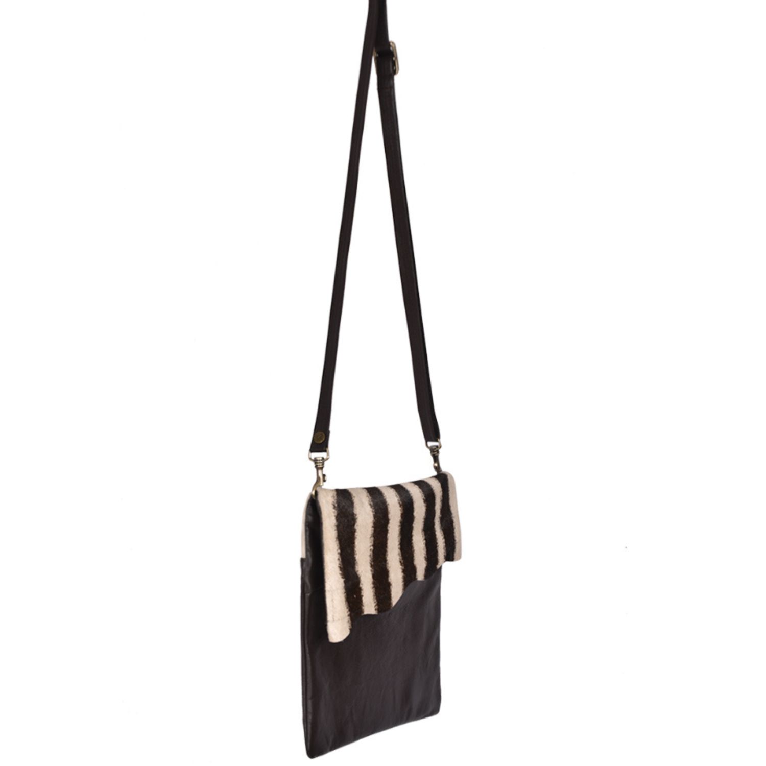 Owen Barry Women's Brown / White Cowhide And Leather Crossbody Bag Jail On Brown Leather - Stevie