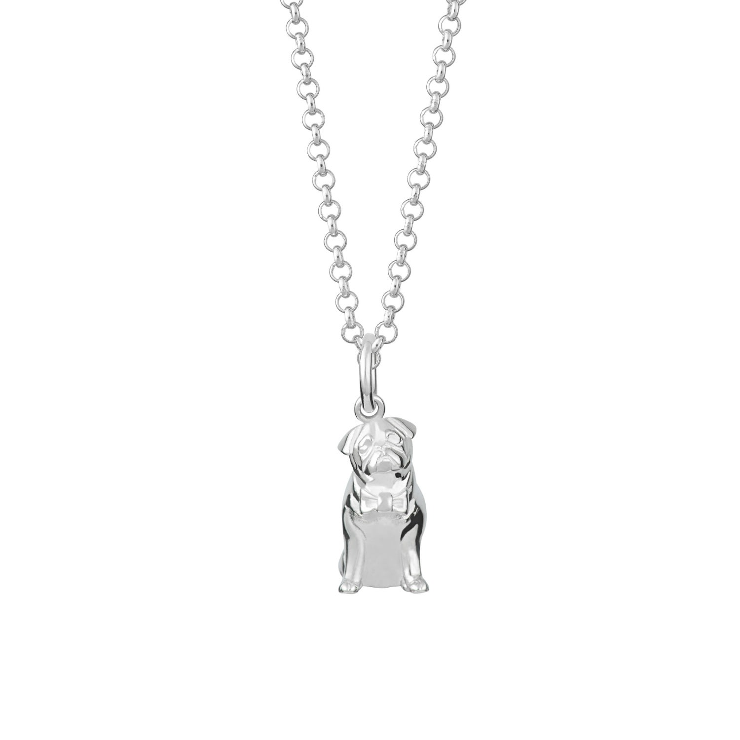 Women’s Sterling Silver Pug Necklace Lily Charmed