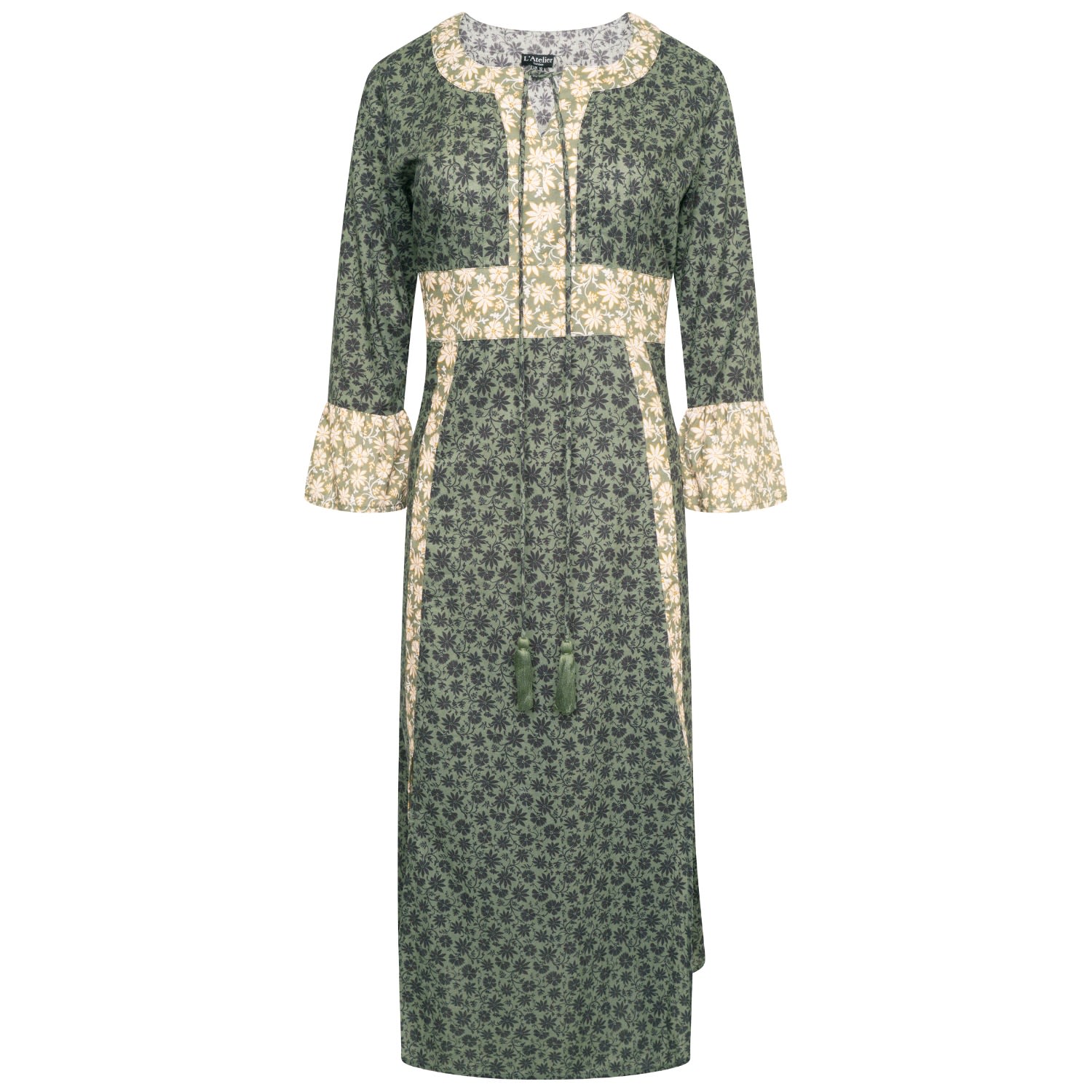 Women’s Savanah Green Floral Panel Midi Dress Small Latelier London