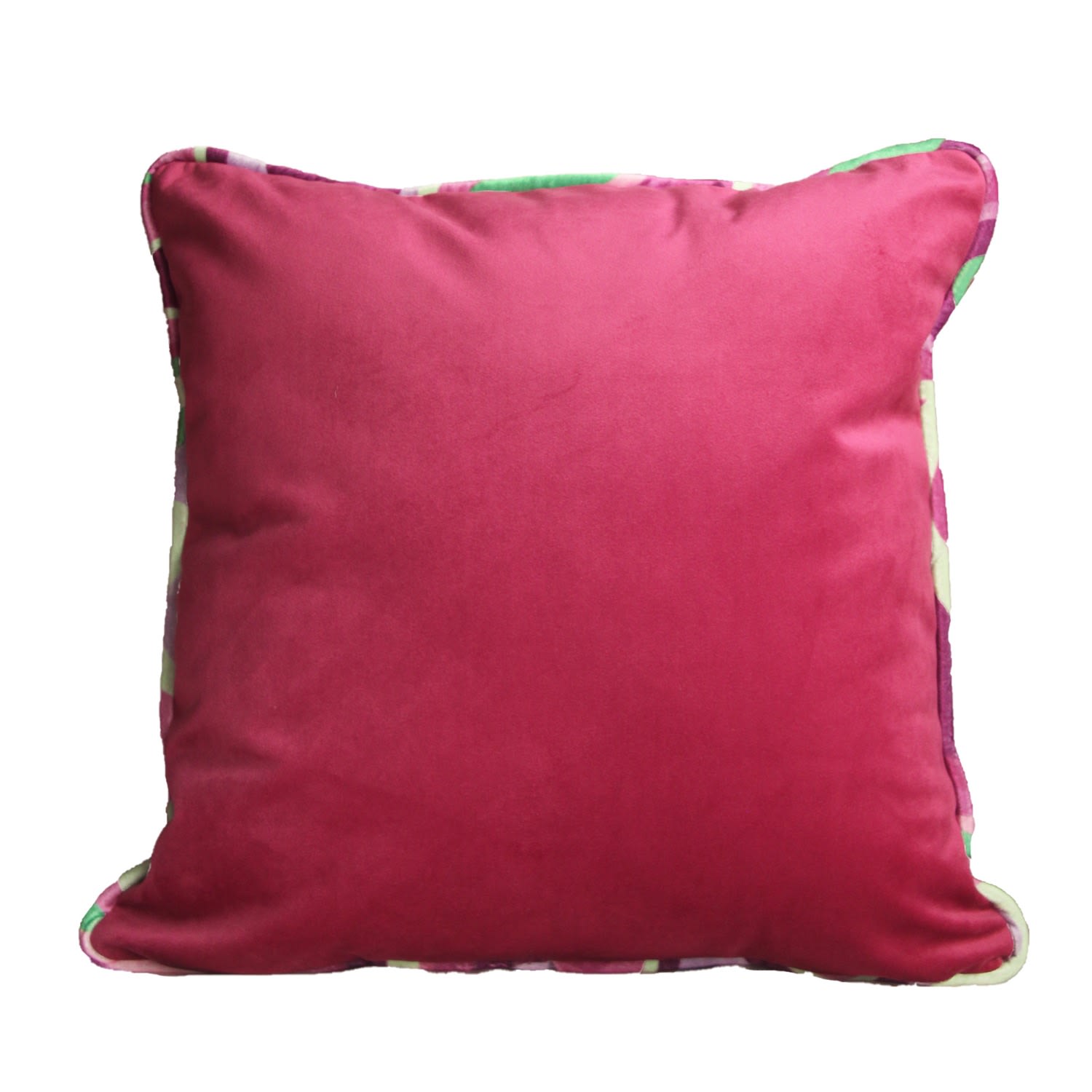 Velvet Wavy Piped Cushion - Pink & Green Ellie Pearce Textiles