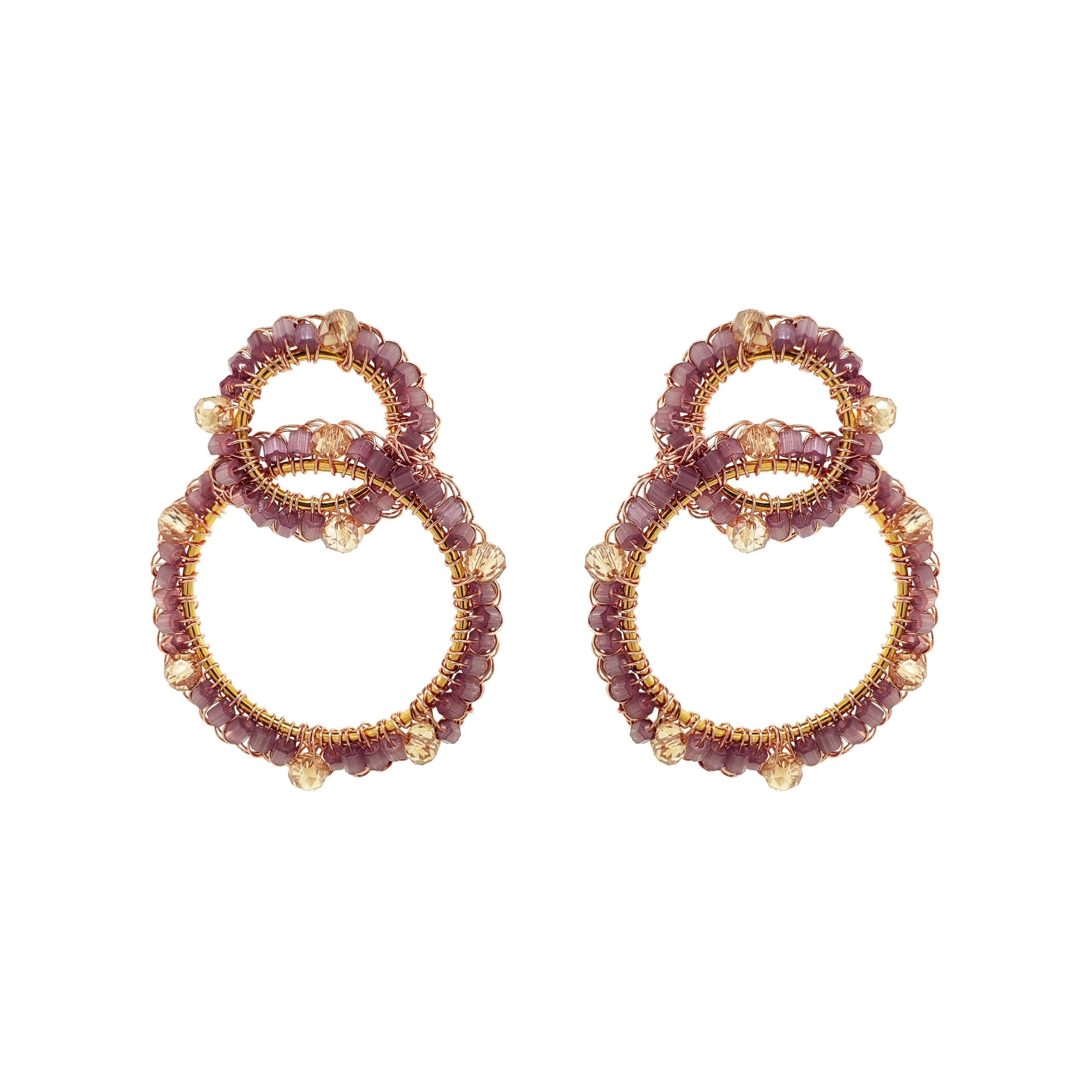 Lavish By Tricia Milaneze Women's Pink / Purple / Rose Gold Breeze Lavender Mix High Roller Handmade Crochet Earrings
