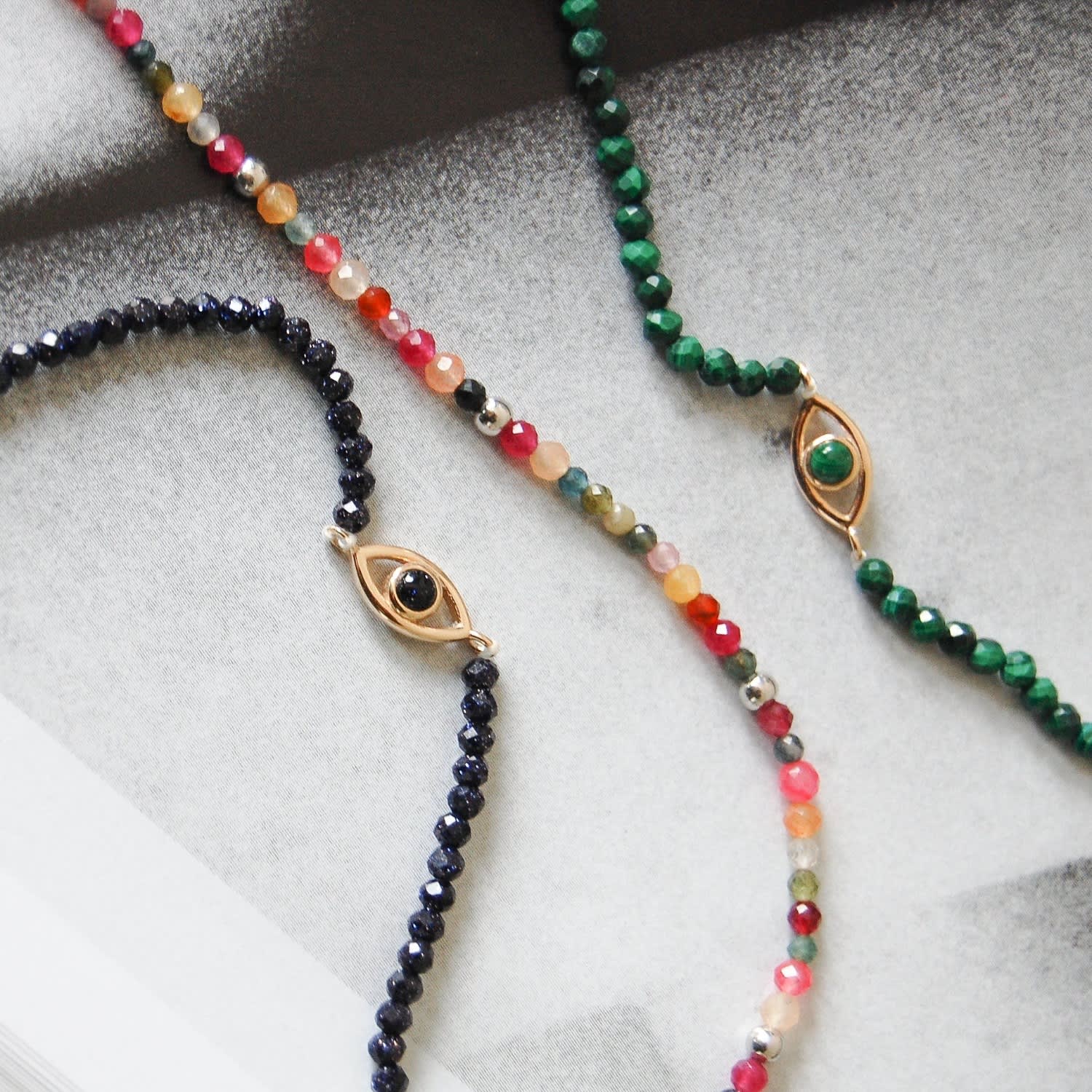 Sterling Silver and Semi-Precious Stone Beaded Chain Necklace