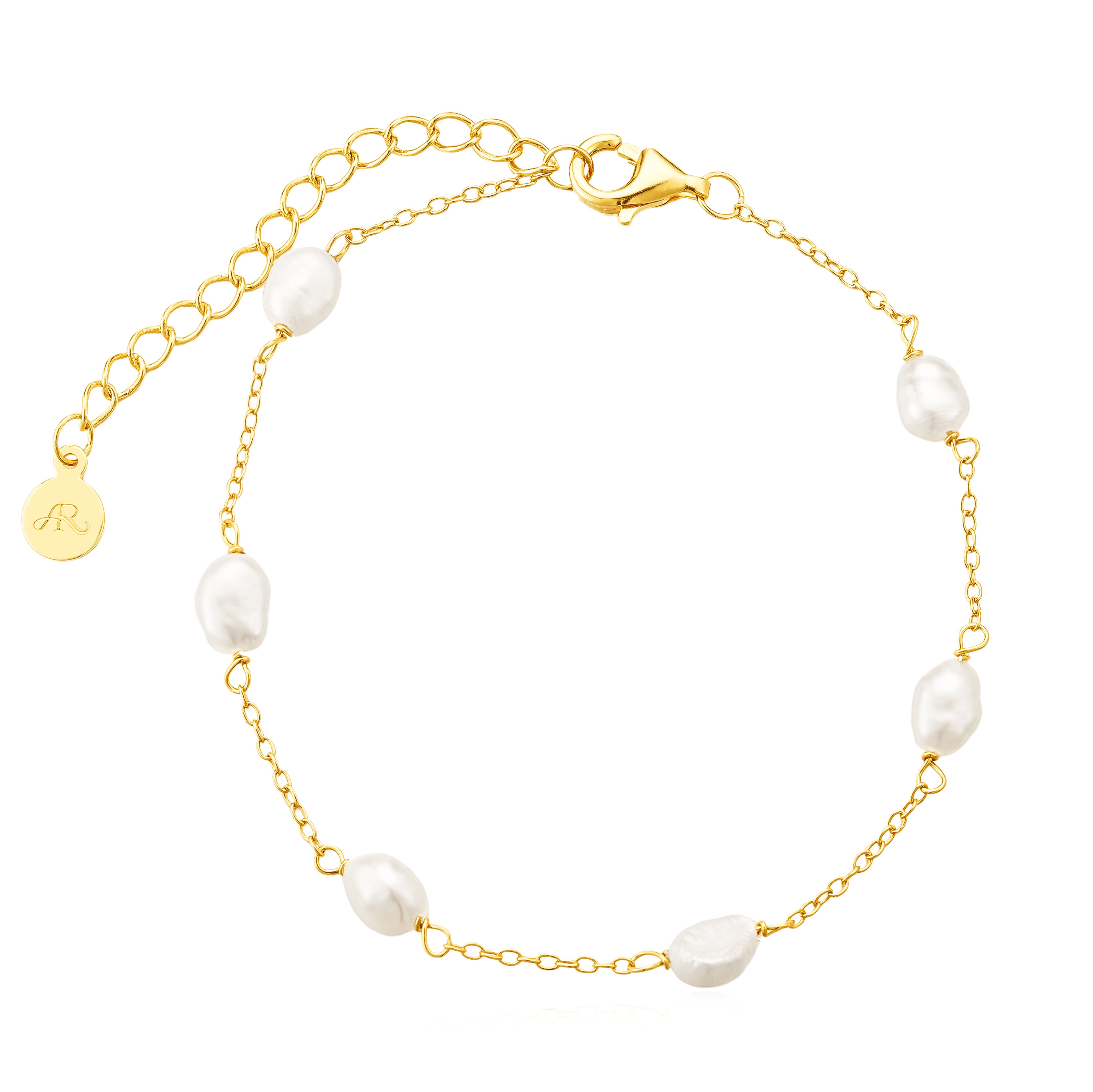 Amelia Roxanna Jewellery Women's Gold / White Dainty Scattered Pearl Bracelet In Multi