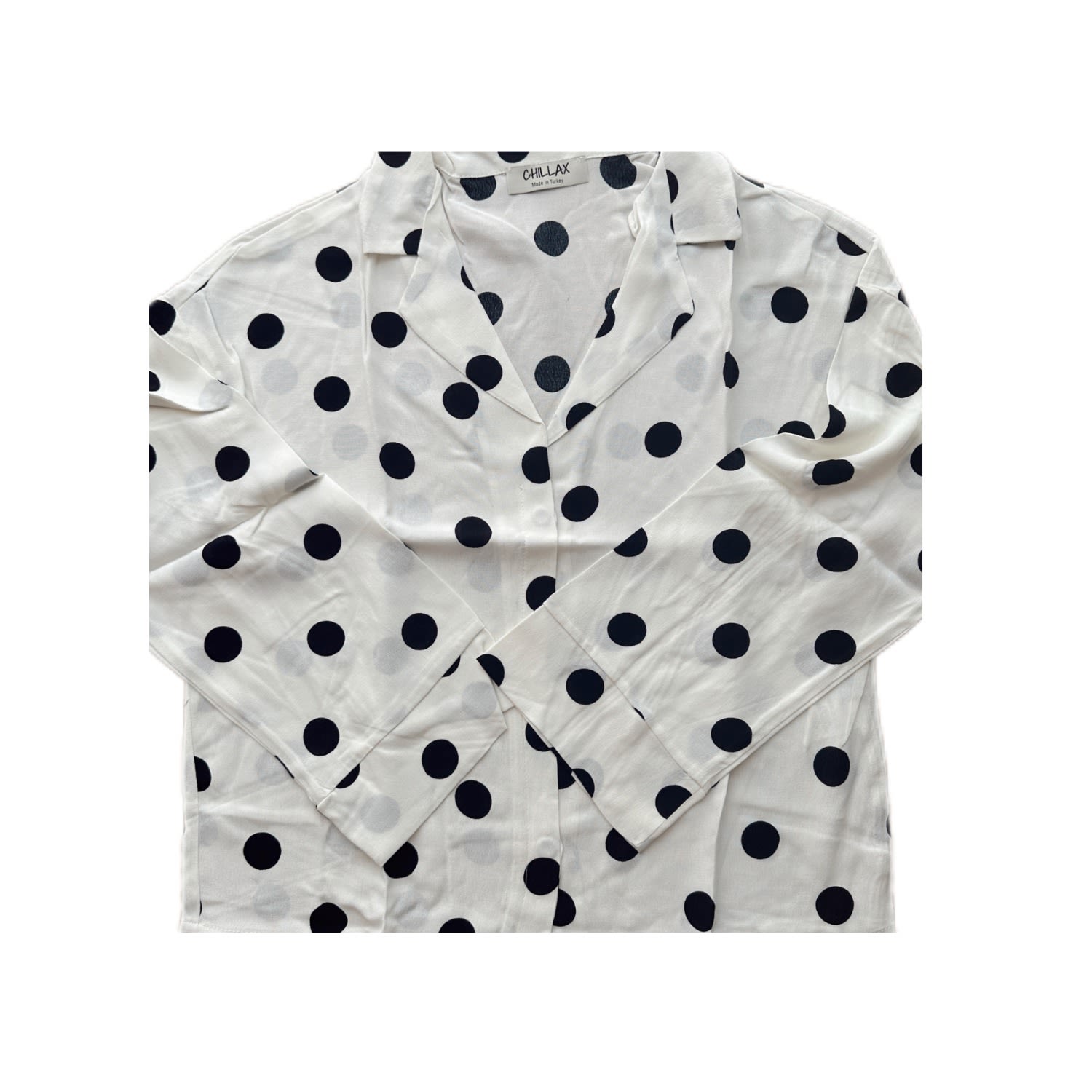 Chillax Women's White / Black Chill Polka Dots Relaxed Shirt In White/black
