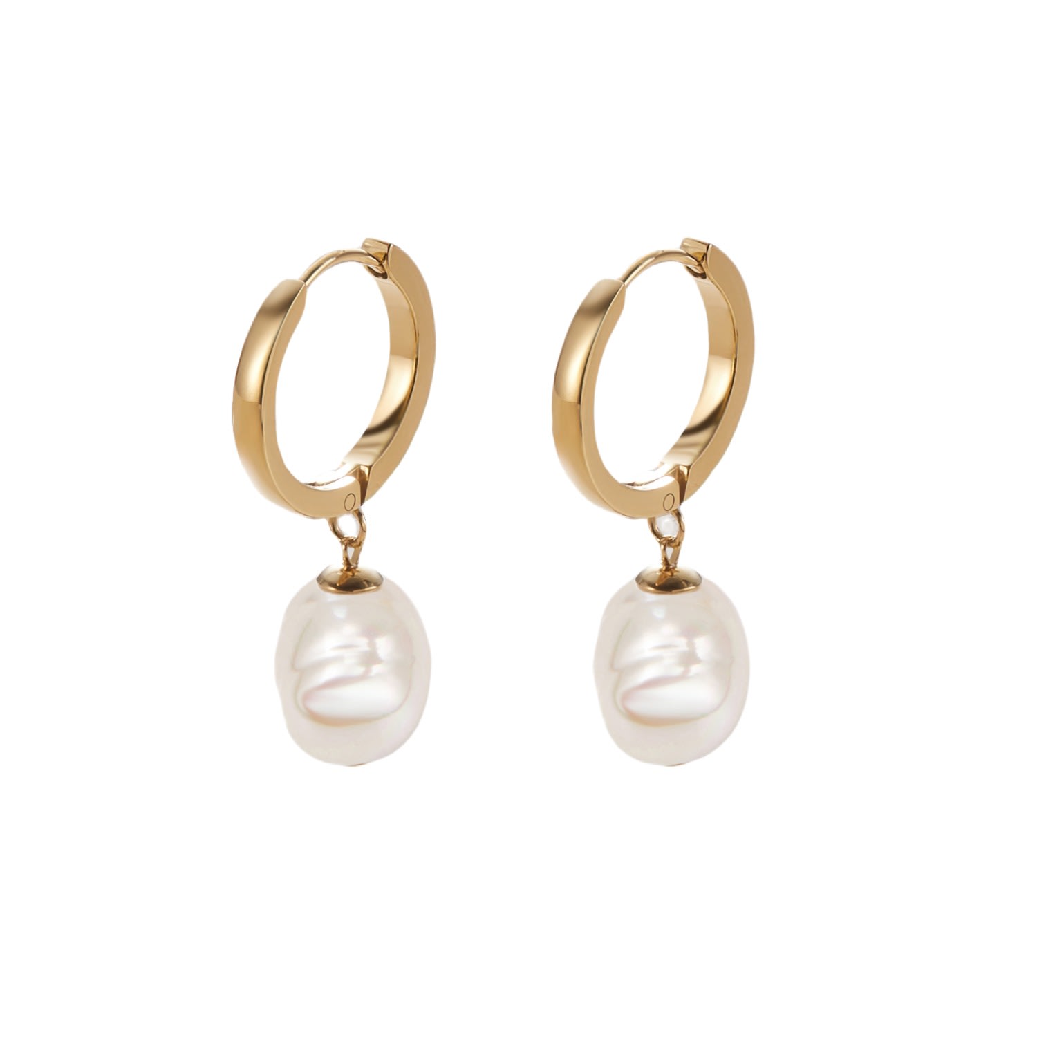 Women’s Timeless Baroque Pearl Huggies Earrings - Gold Me30