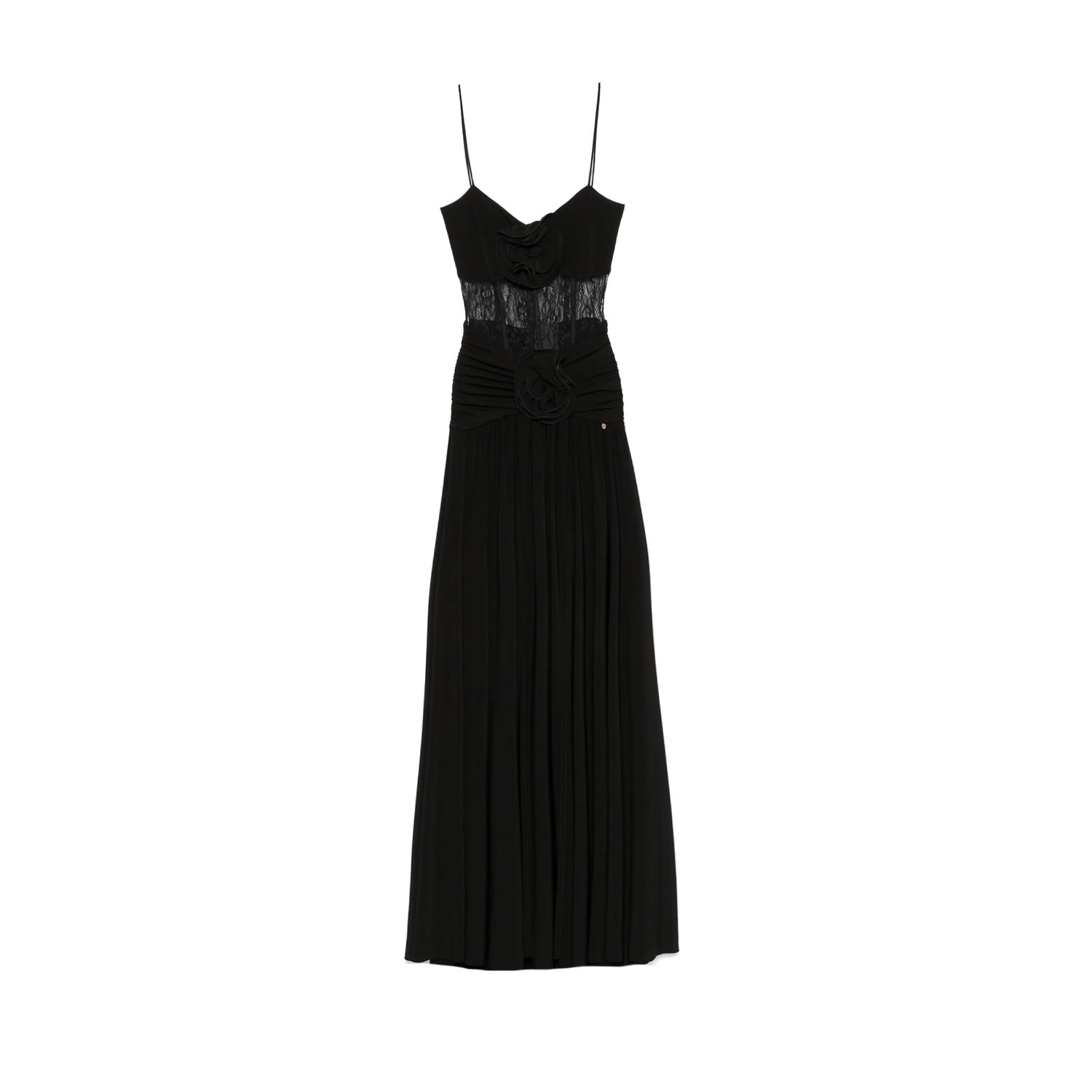 Nissa Women's Black Floral-appliqué Jersey Maxi Dress In Black