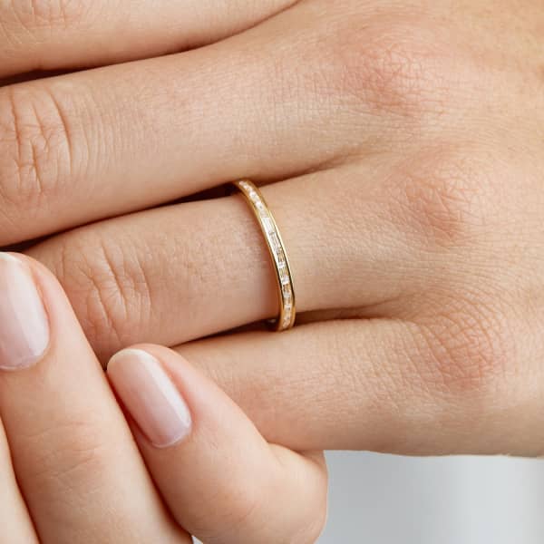 Lily & Roo Sterling Silver Baguette Diamond Style Eternity Ring In Eternity
