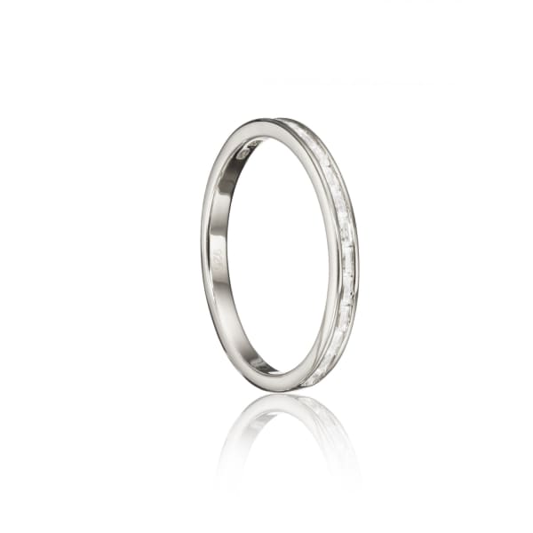 LILY & ROO STERLING SILVER BAGUETTE DIAMOND STYLE ETERNITY RING