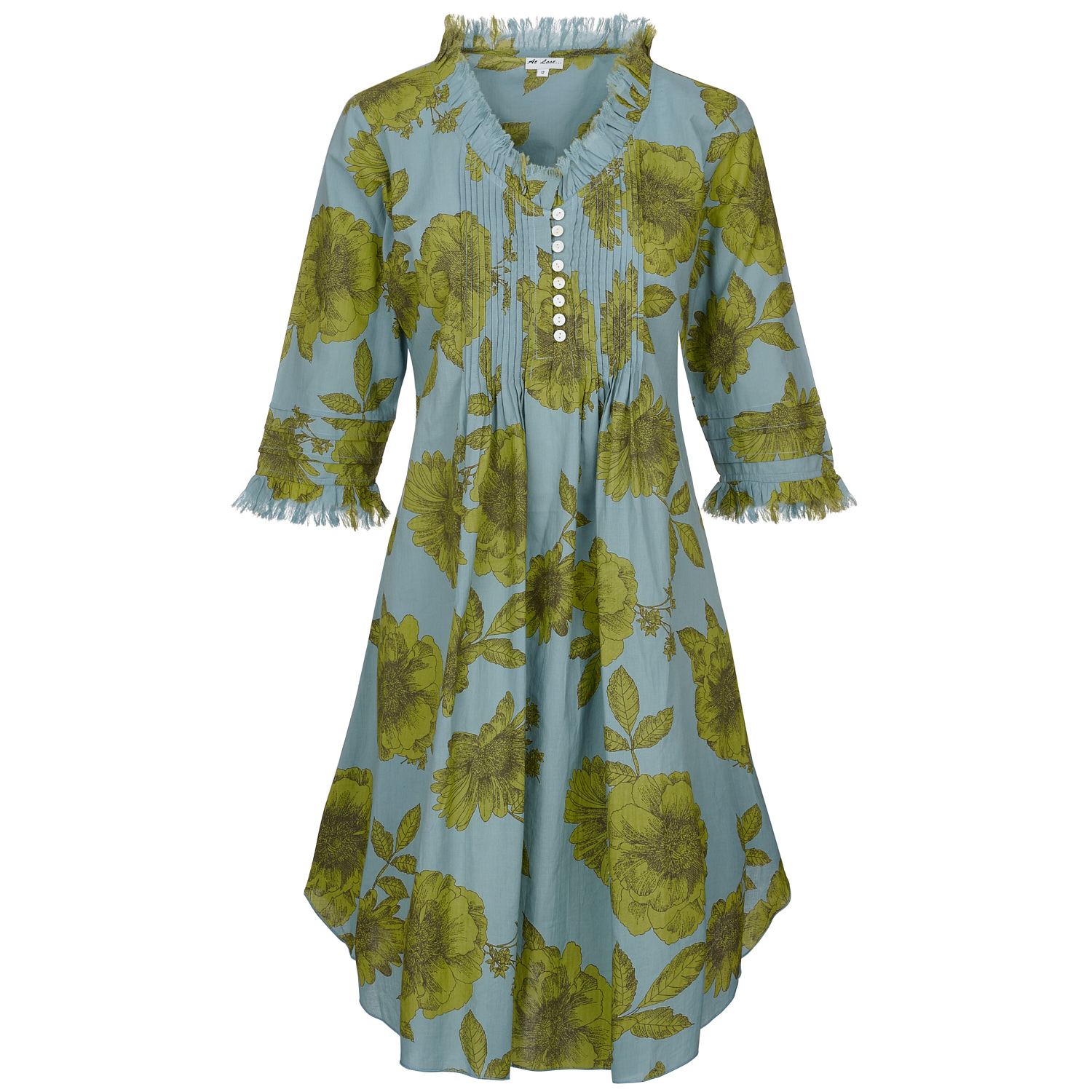 At Last... Women's Grey / Green Annabel Cotton Tunic In Lime & Grey In Grey/green