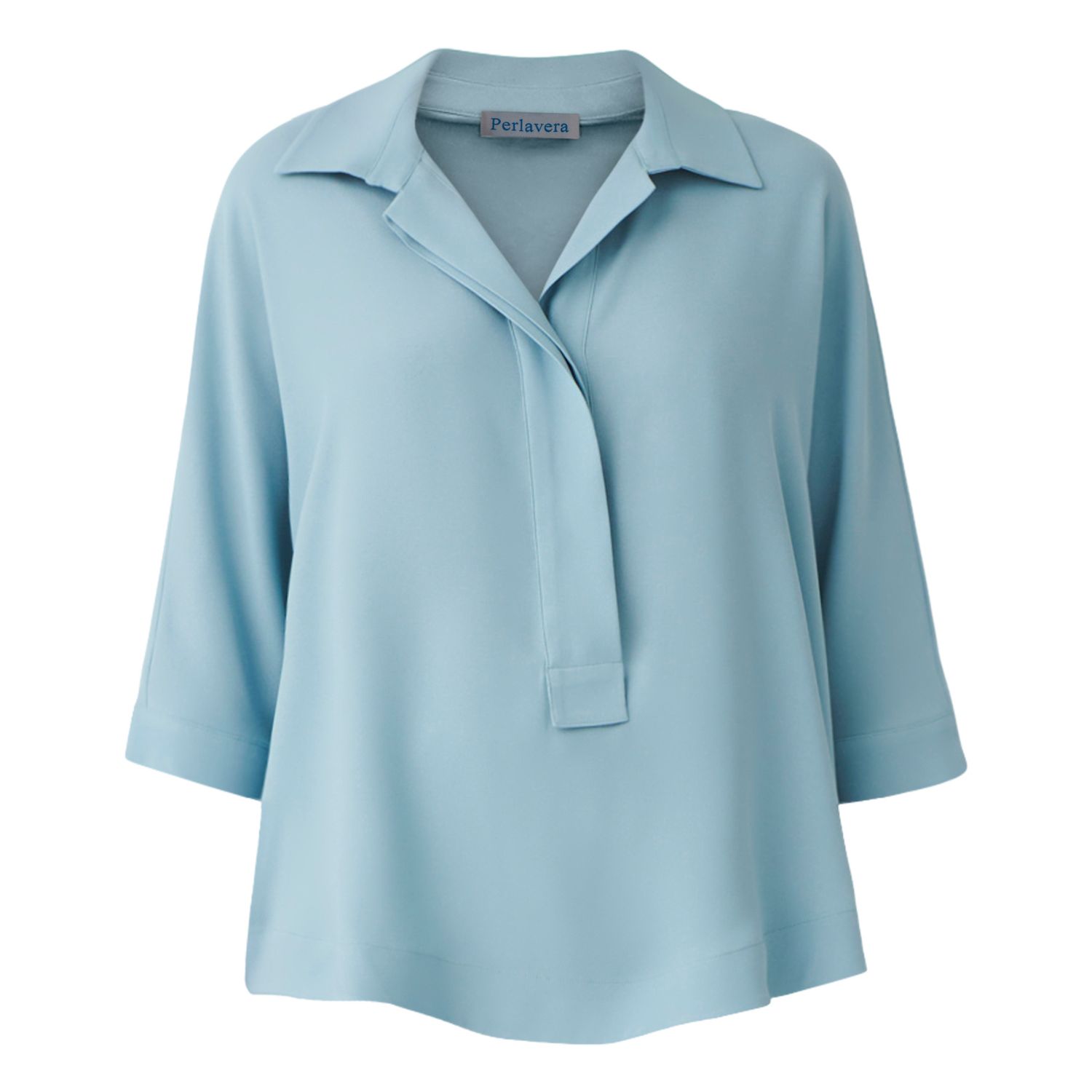 Perlavera Women's Blue Pino Sea Three Quarter Sleeve Shirt In Blue