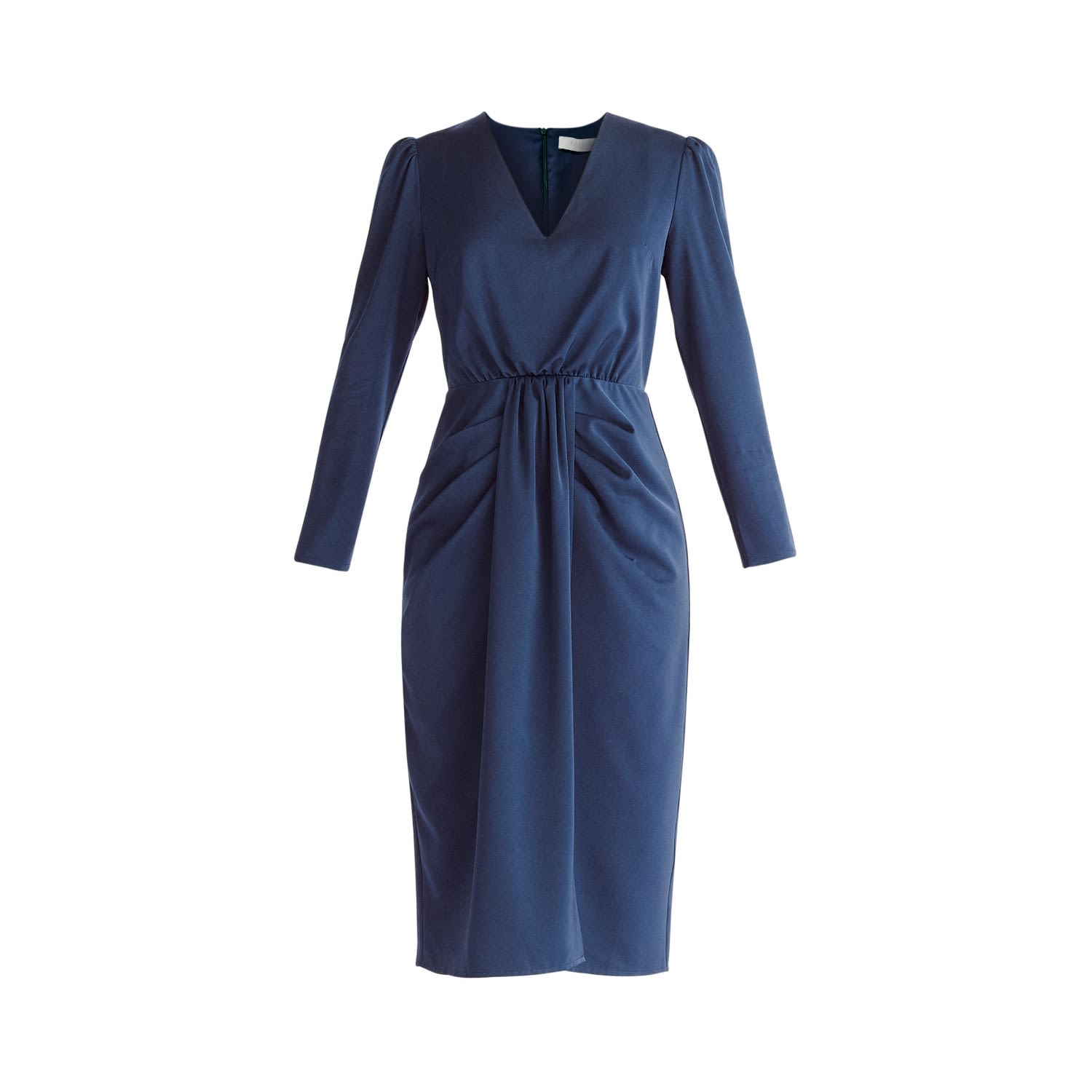 Women’s Blue Satin V-Neck Dress In Navy Xxs Paisie