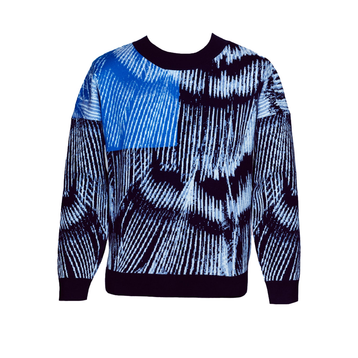 Essien & Emre Men's Alatus Merino Wool Knitted Pattern Jumper Blue In Blue