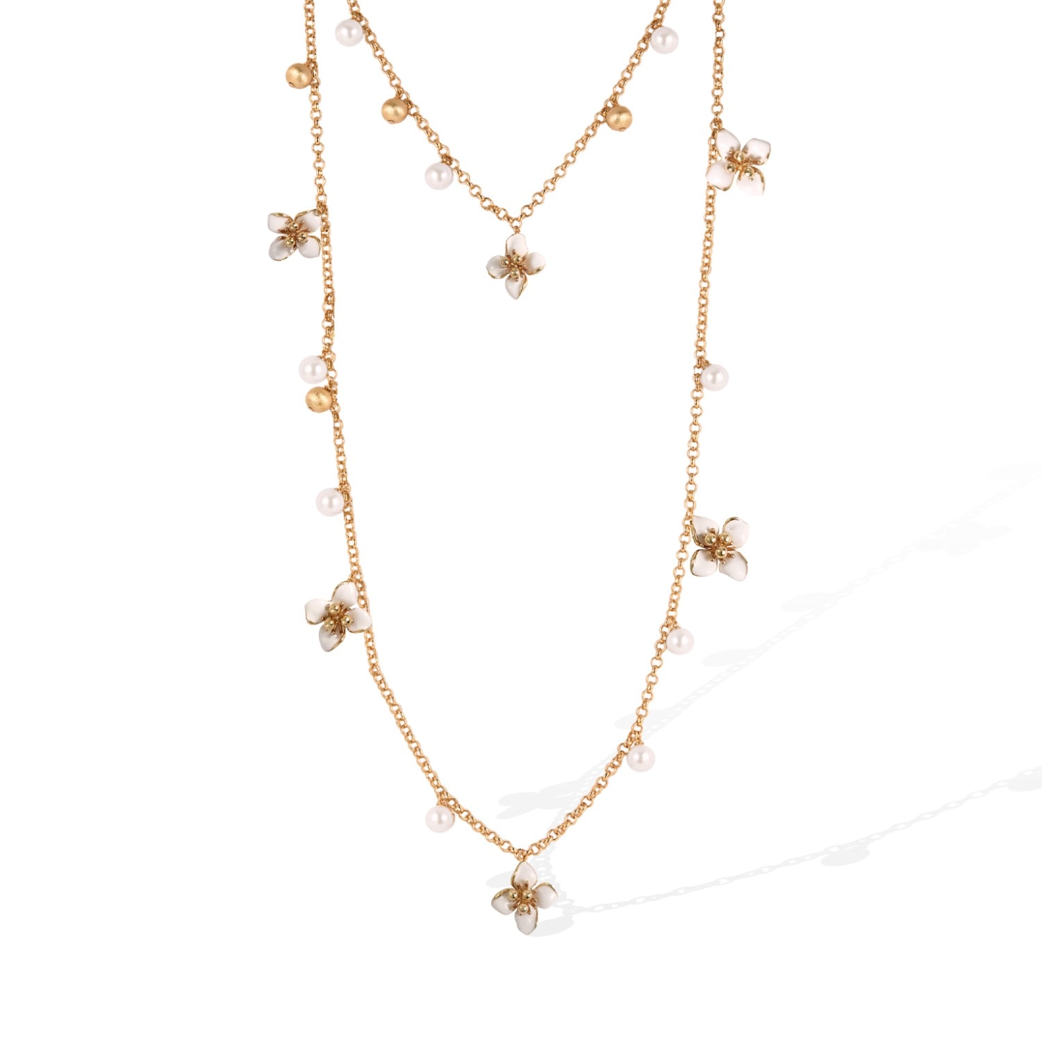 Retro Chic Women's Gold / White Iris Blossom Necklace In Multi
