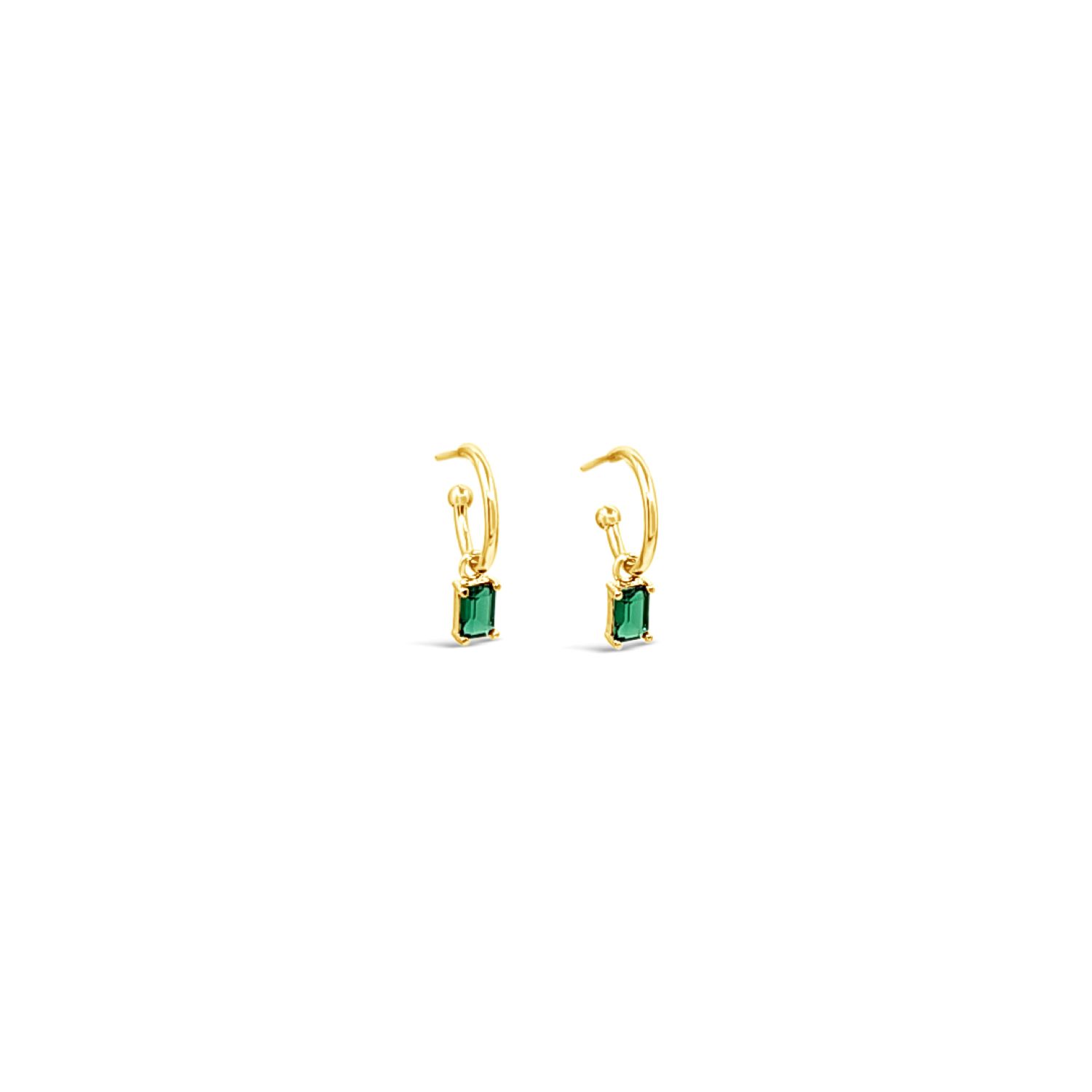Women’s Emerald Cz Hoop Set- Gold Lutiro