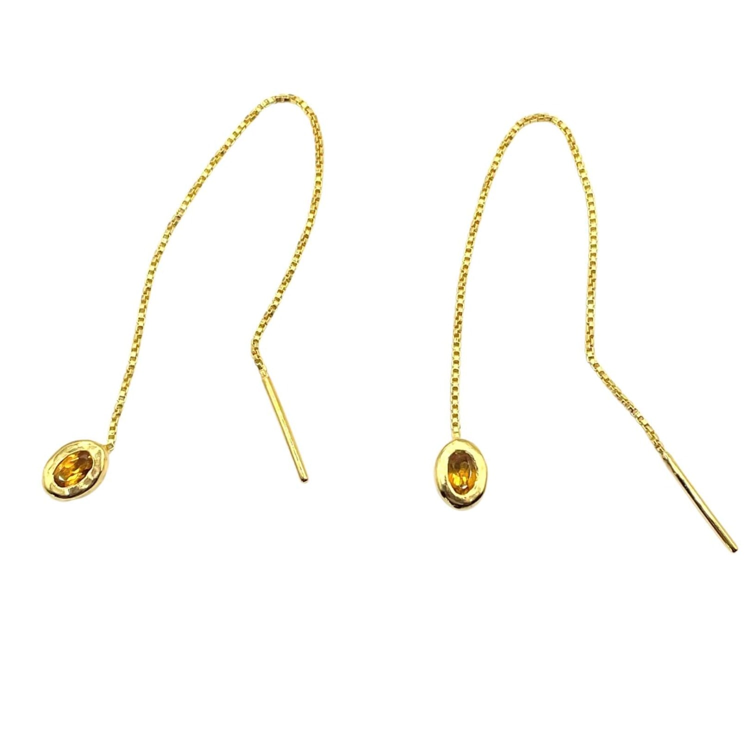 Amy Delson Jewelry Women's Gold / Yellow / Orange Thelma - Citrine Gold Threader Earrings
