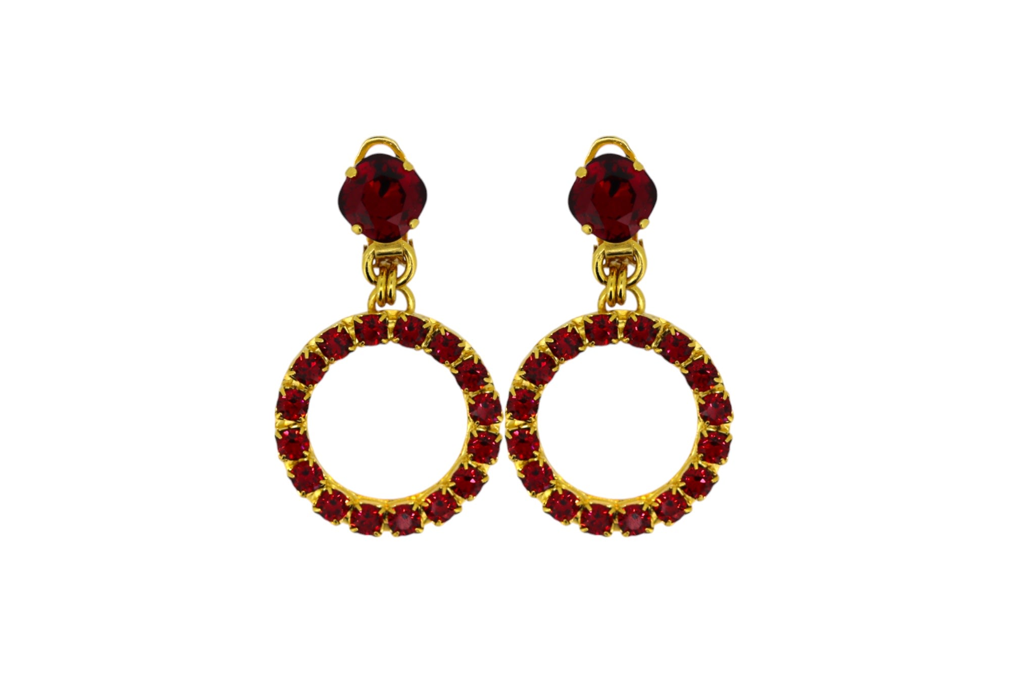 Vickisarge Women's The Small Red Hoop Earrings In Gold - Clip In Red