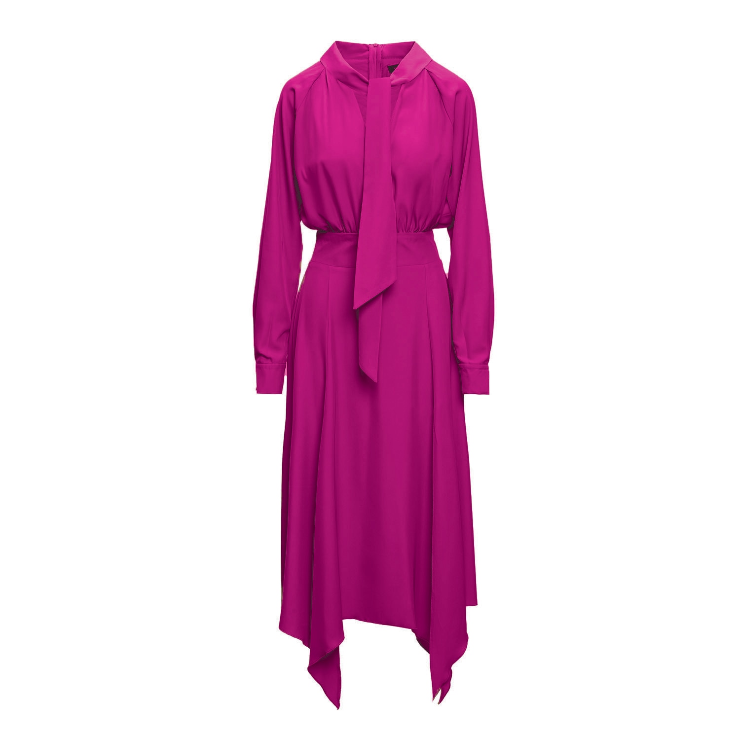 Bluzat Women's Pink / Purple Fuchsia Midi Dress With Scarf In Pink/purple