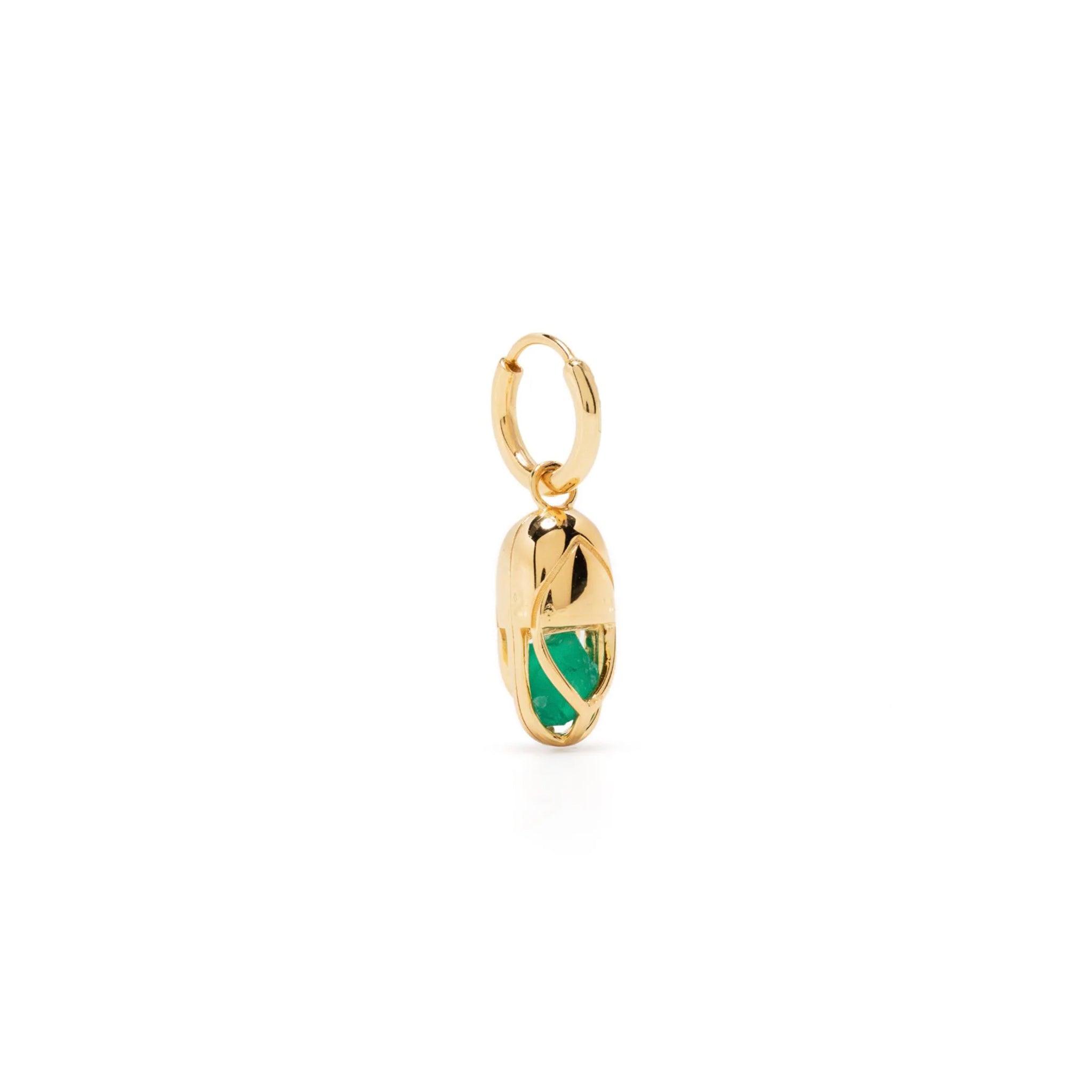 Women’s Gold / Green Mini Capsule Crystal Hoop Earring - Green Onyx, Gold Vermeil Capsule Eleven