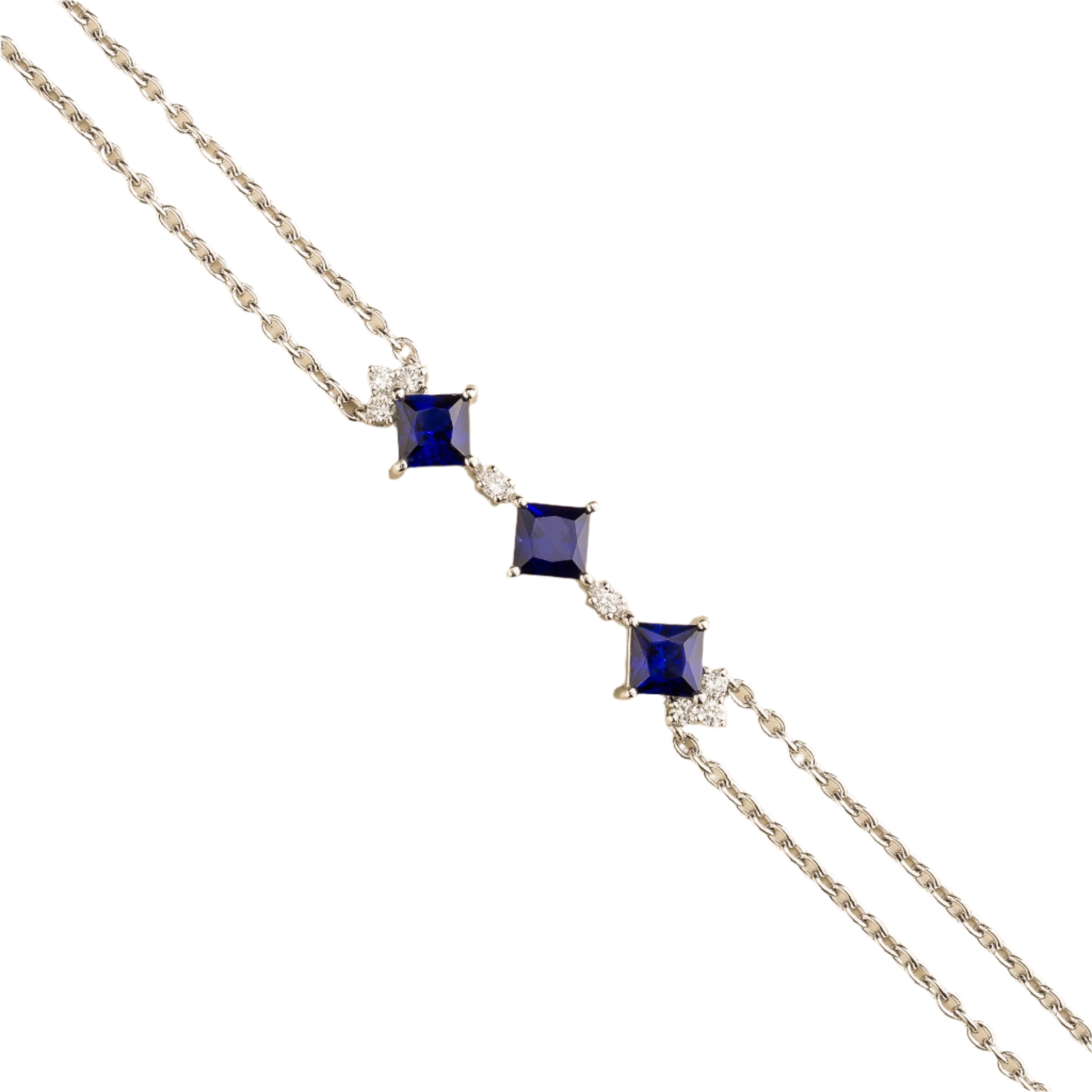 Juvetti Women's Blue / White Forma White Gold Bracelet Set With Blue Sapphire & Diamond