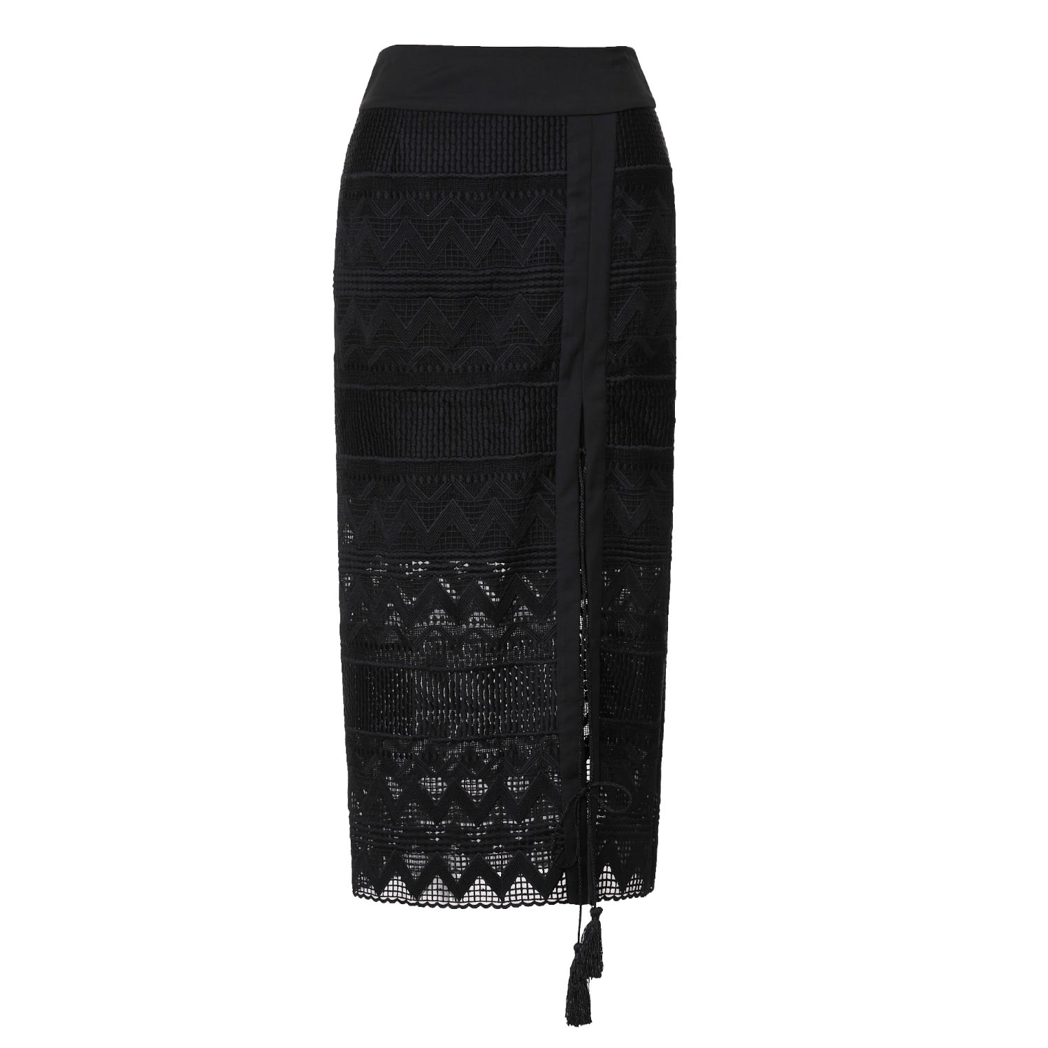 Smart And Joy Women's Geometrical Lace Midi Skirt - Black In Black
